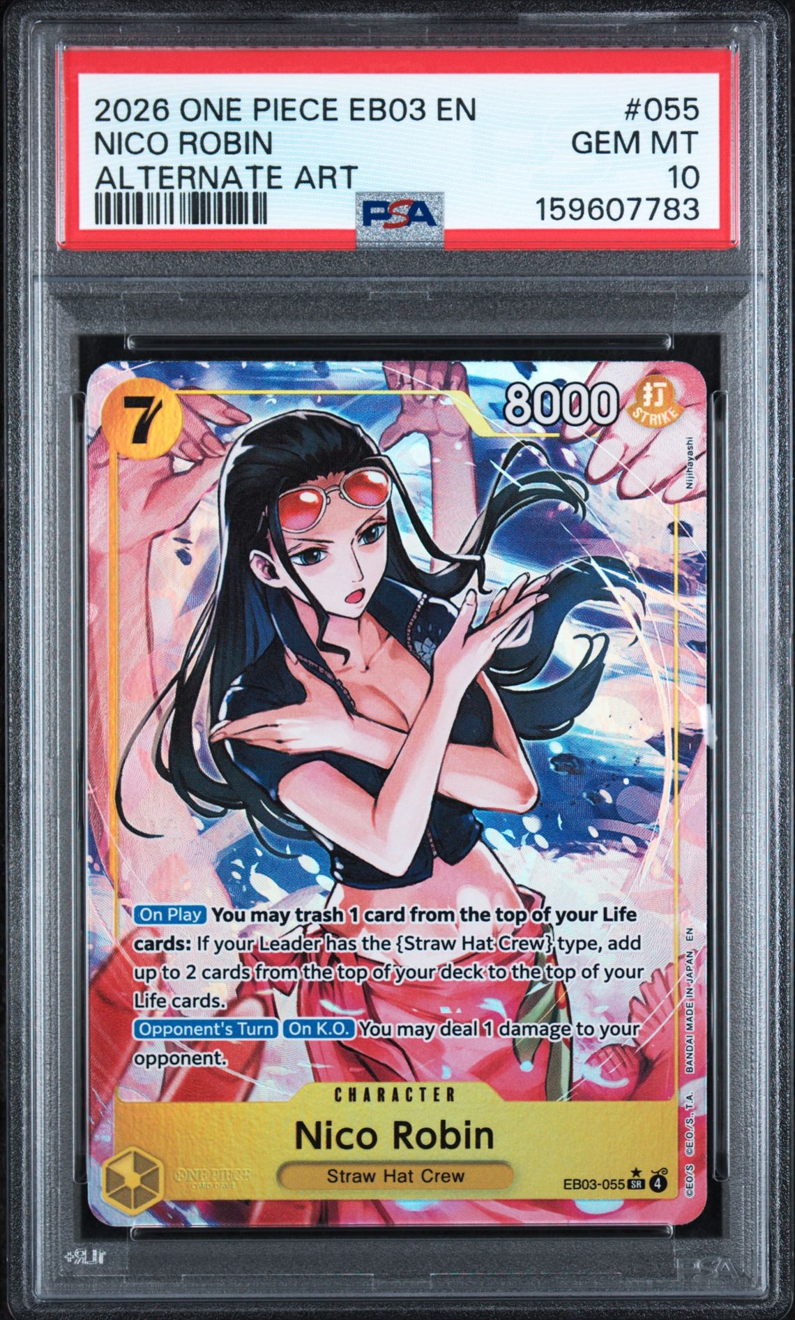2026 One Piece Eb03-Extra Booster -One Piece Heroines Edition- Nico Robin #055 (Alternate Art) Gem Mt 10 front