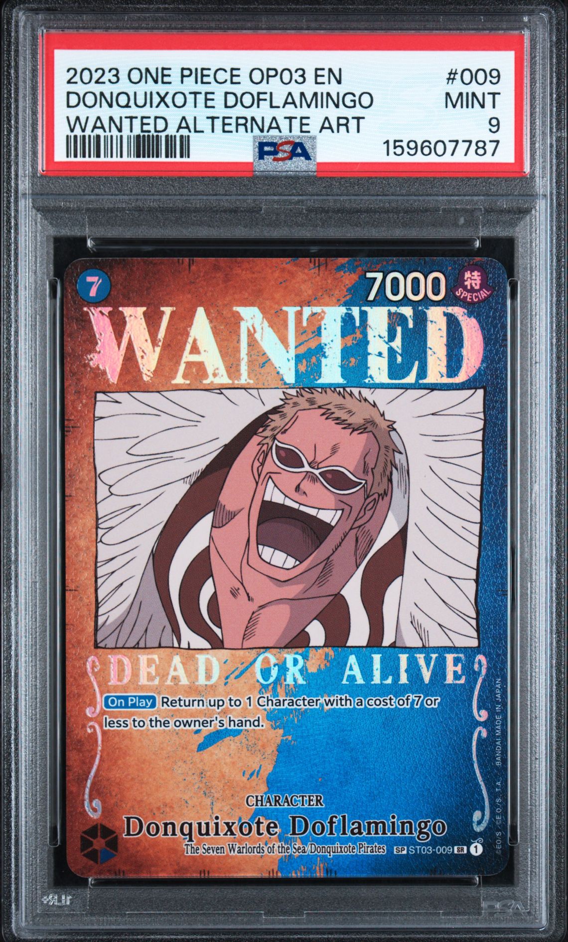 2023 One Piece Op03-Pillars Of Strength Donquixote Doflamingo #009 (Wanted Alternate Art) Mint 9 front