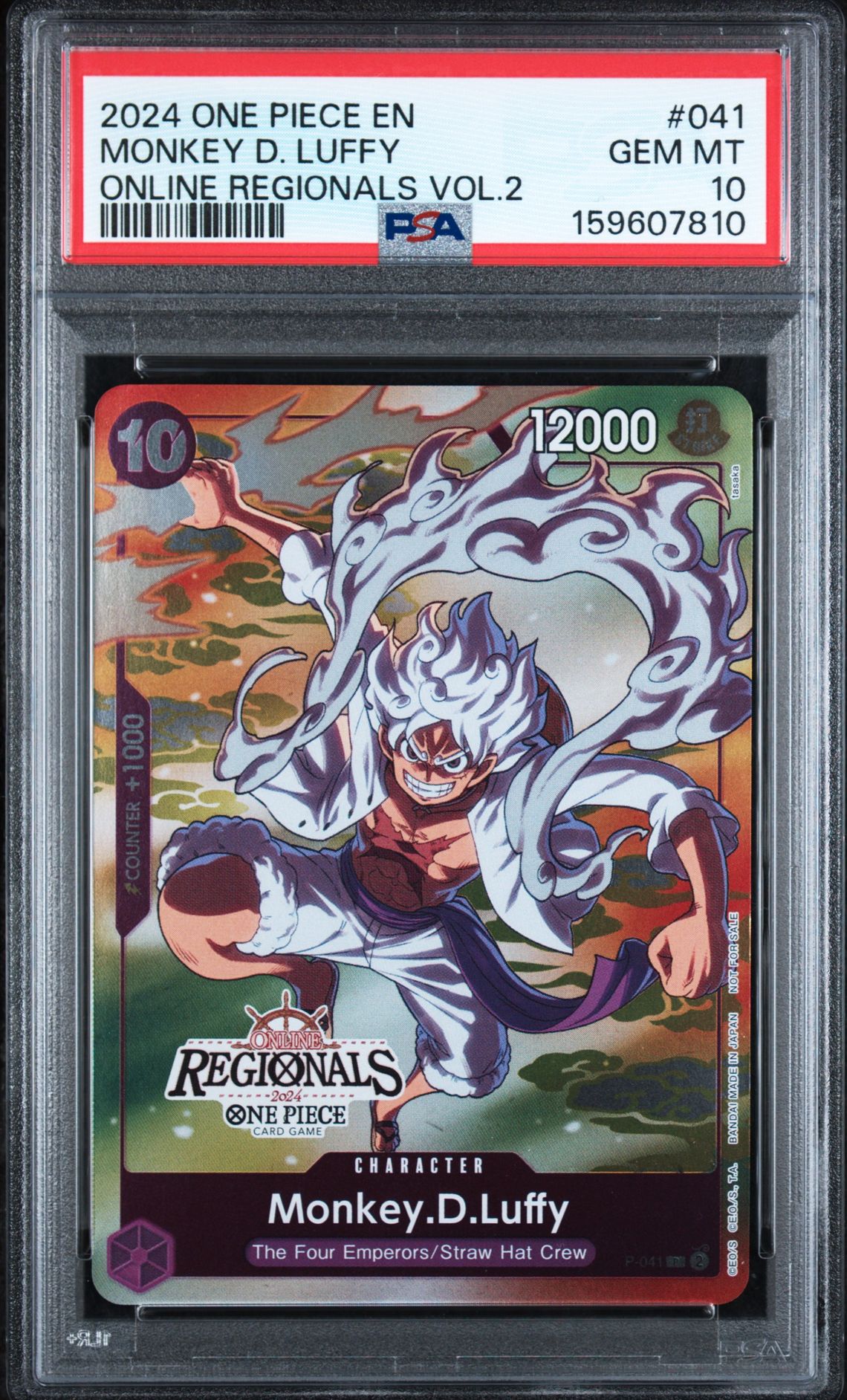 2024 One Piece Online Regionals Pack 2024 Vol.2 Monkey D. Luffy #041 Gem Mt 10 front view - PSA graded GEM MT 10