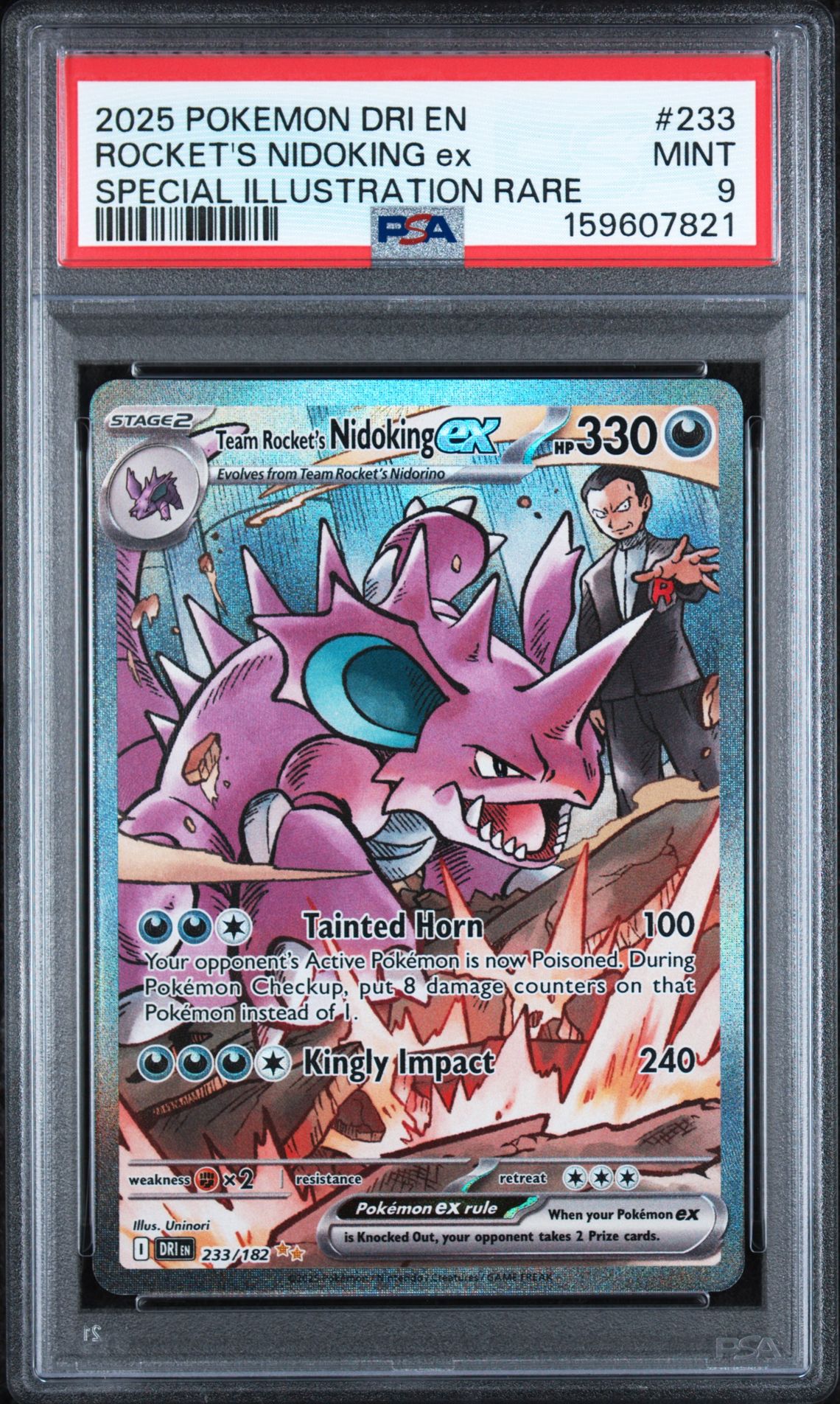 2025 Pokemon Dri En-Destined Rivals Rocket's Nidoking Ex #233 (Special Illustration Rare) Mint 9 front