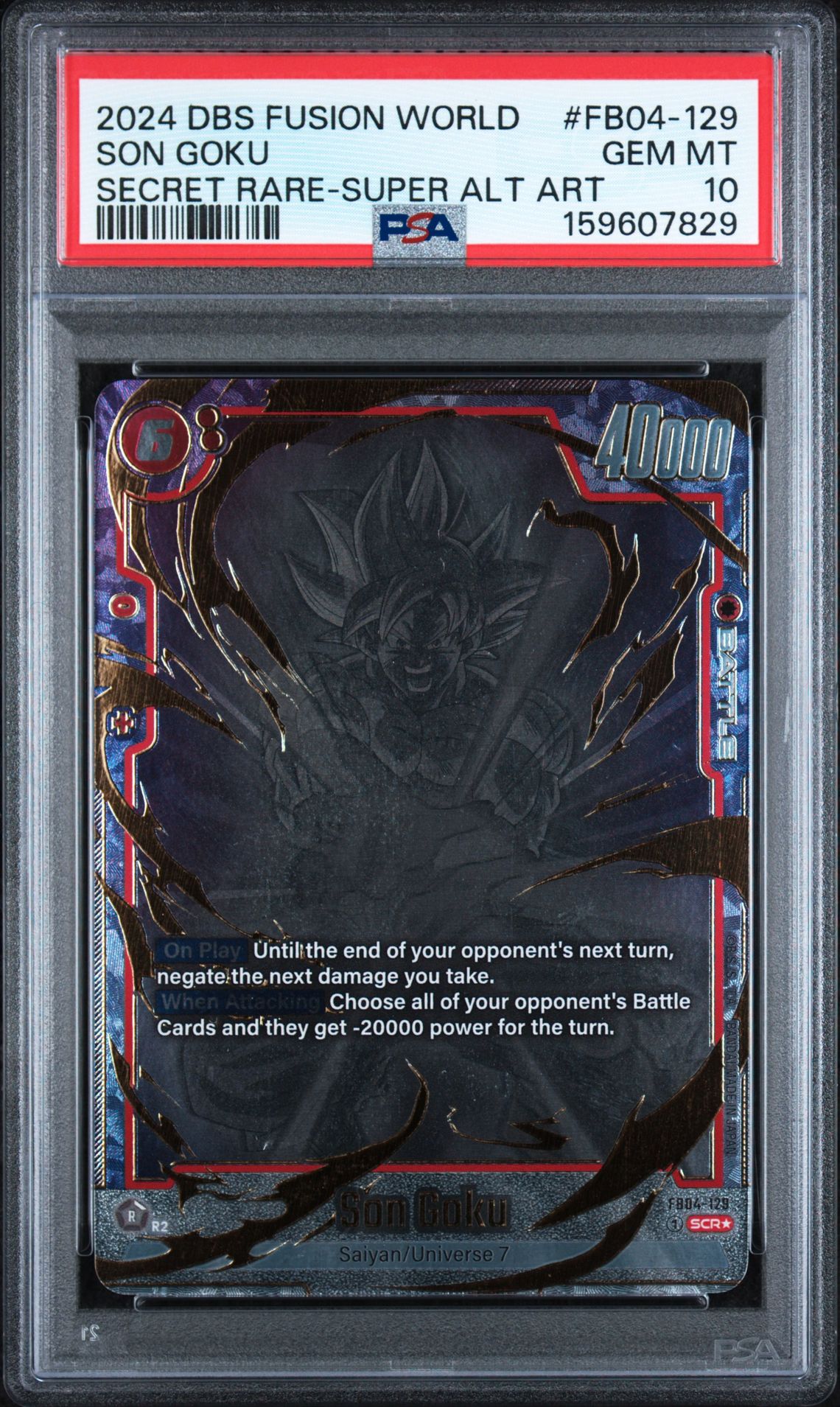 2024 Dragon Ball Super Card Game Fusion World Ultra Limit Son Goku #Fb04-129 (Secret Rare-Super Alt Art) Gem Mt 10 front view - PSA graded GEM MT 10