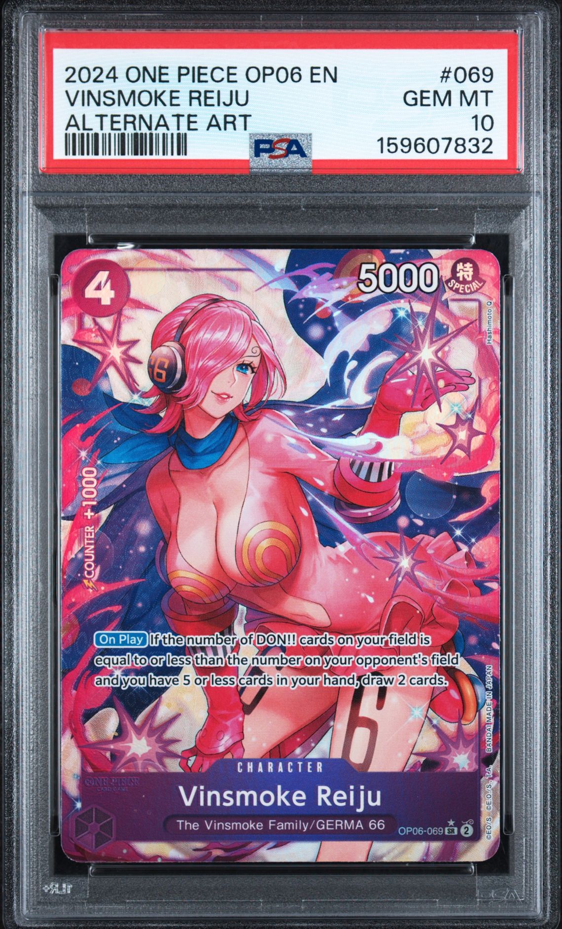 2024 One Piece Op06-Wings Of The Captain Vinsmoke Reiju #069 (Alternate Art) Gem Mt 10 front view - PSA graded GEM MT 10