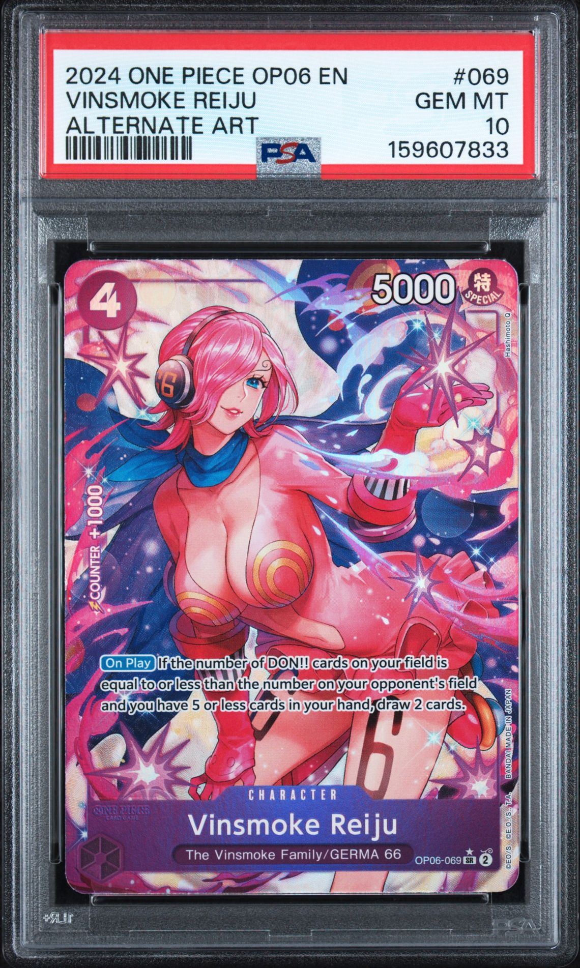 2024 One Piece Op06-Wings Of The Captain Vinsmoke Reiju #069 (Alternate Art) Gem Mt 10 front view - PSA graded GEM MT 10
