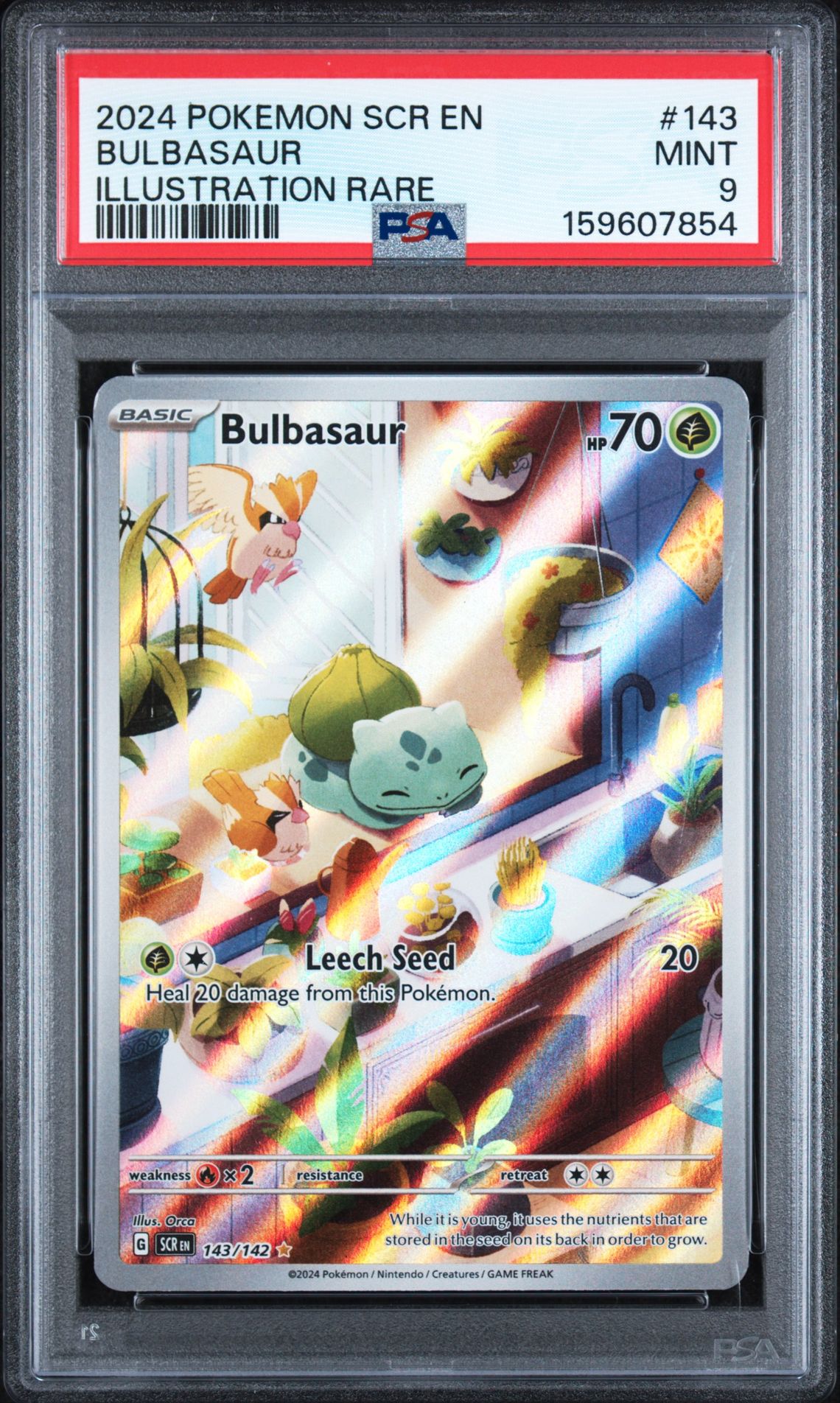 2024 Pokemon Scr En-Stellar Crown Bulbasaur #143 (Illustration Rare) Mint 9 front