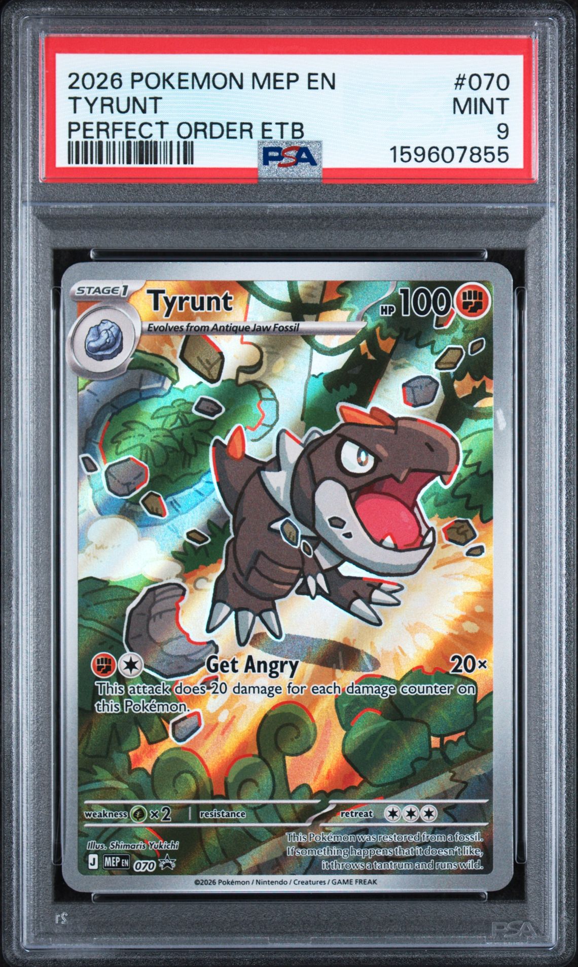 2026 Pokemon Mep En-Mega Evolution Black Star Promos Tyrunt #070 (Perfect Order Etb) Mint 9 front