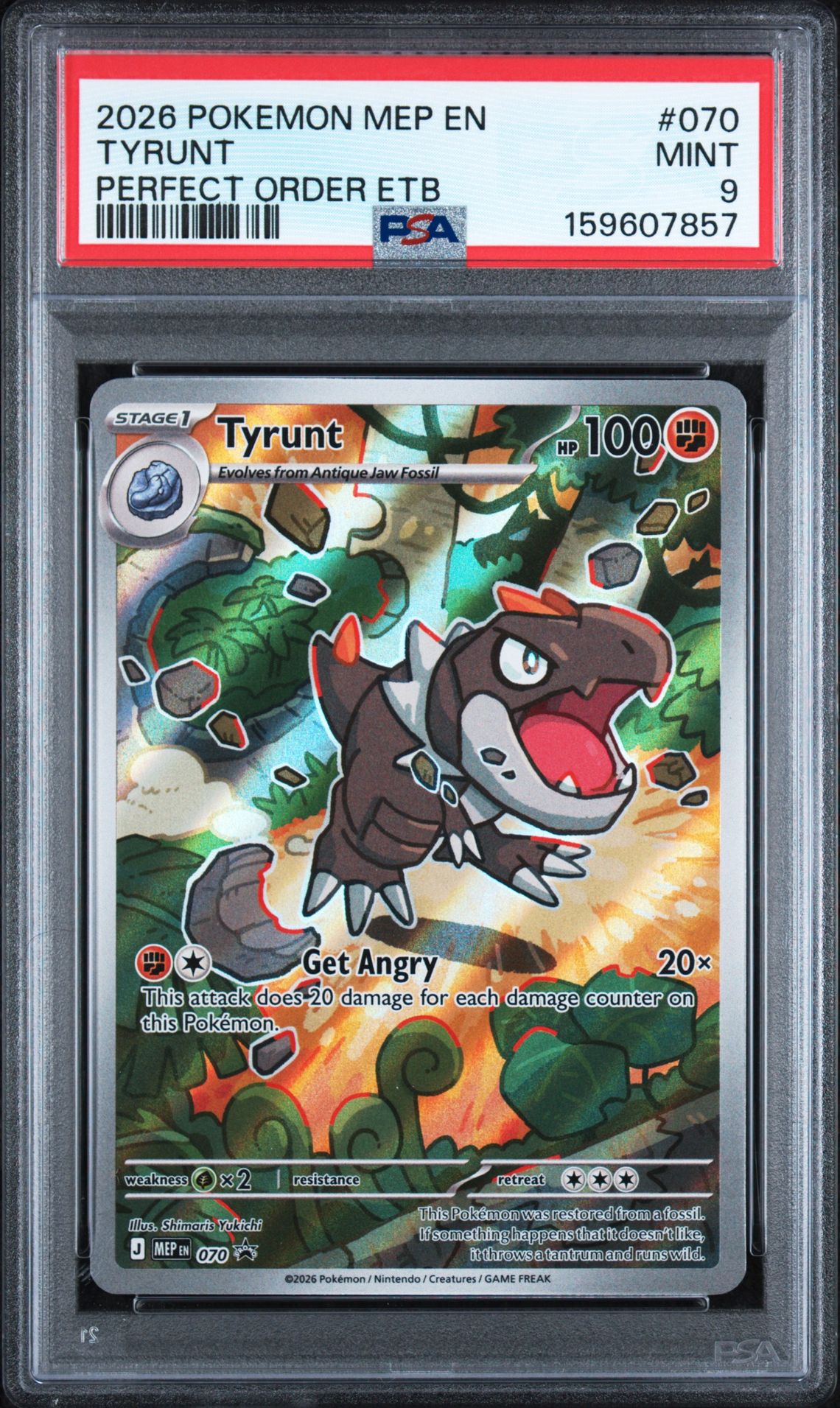 2026 Pokemon Mep En-Mega Evolution Black Star Promos Tyrunt #070 (Perfect Order Etb) Mint 9 front