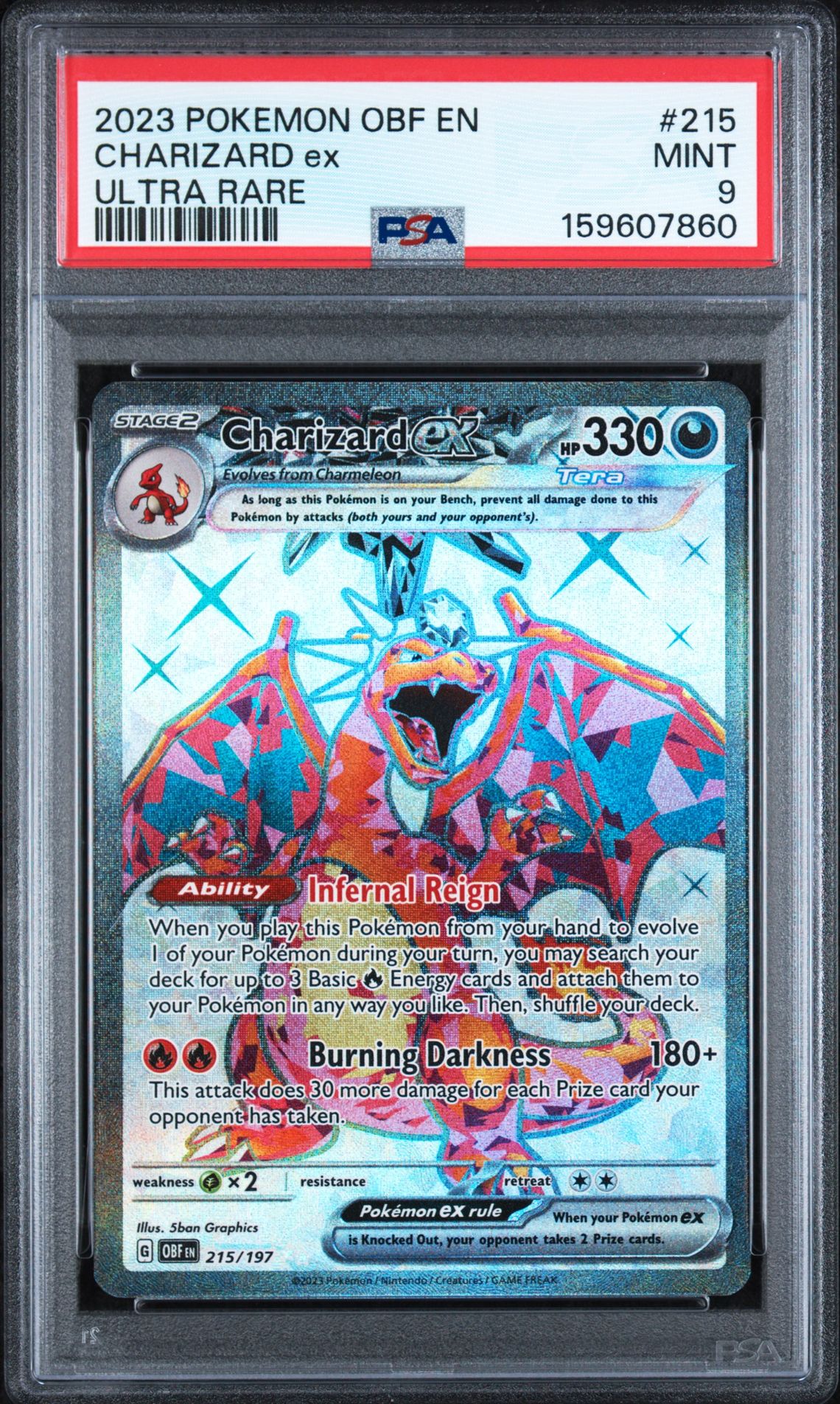 2023 Pokemon Obf En-Obsidian Flames Charizard Ex #215 (Ultra Rare) Mint 9 front