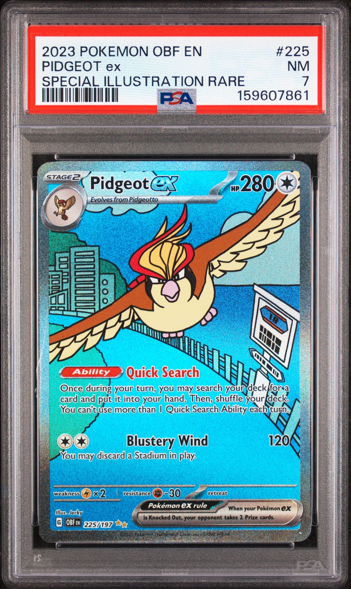 2023 Pokemon Obf En-Obsidian Flames Pidgeot Ex #225 (Special Illustration Rare) Nm 7 front