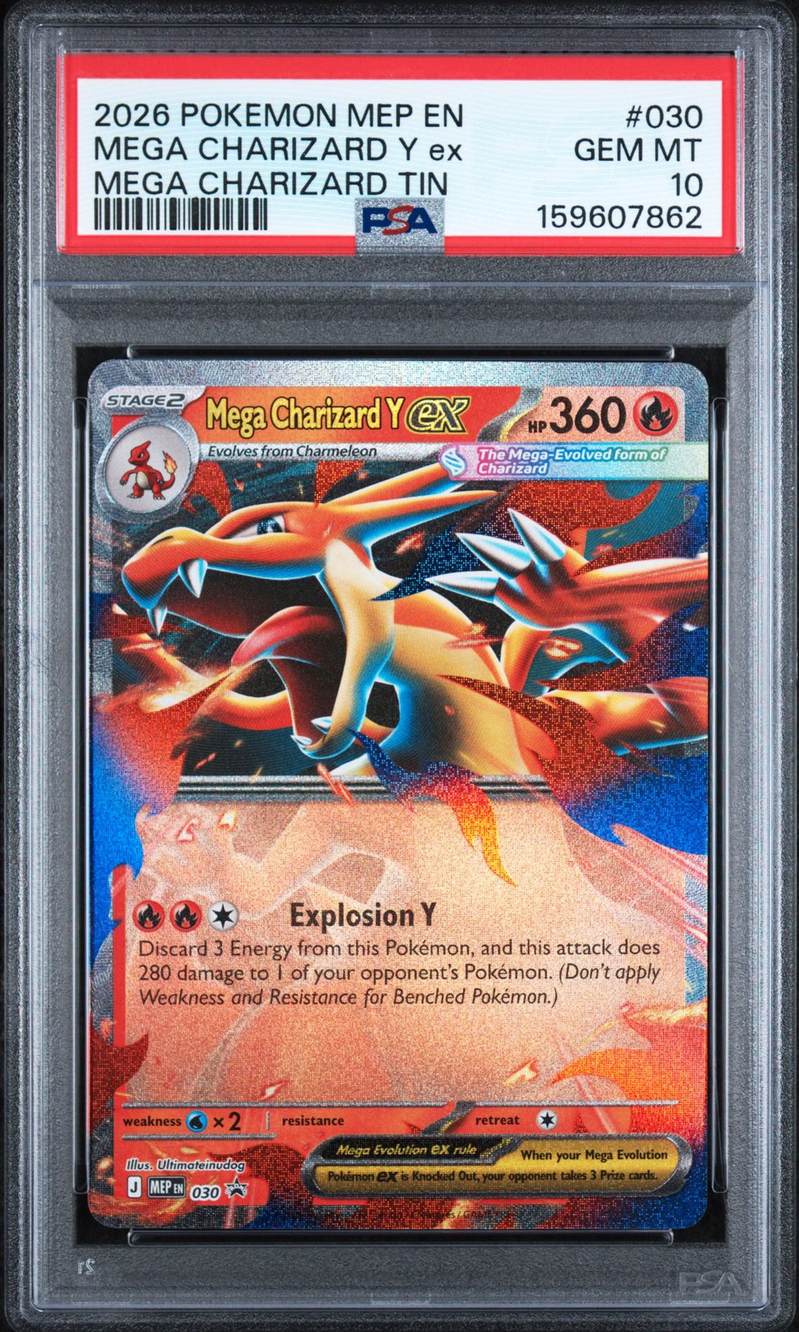 2026 Pokemon Mep En-Mega Evolution Black Star Promos Mega Charizard Y Ex #030 (Mega Charizard Tin) Gem Mt 10 front