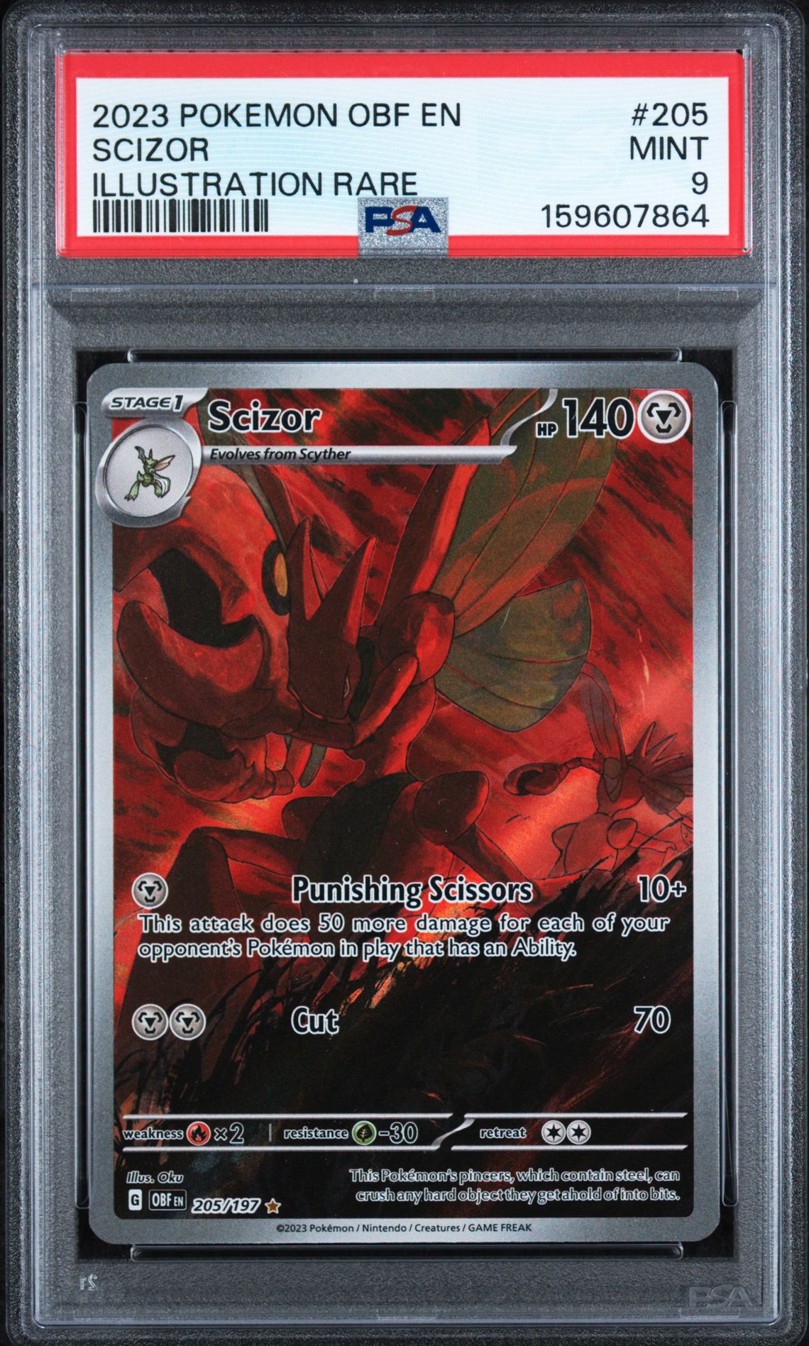 2023 Pokemon Obf En-Obsidian Flames Scizor #205 (Illustration Rare) Mint 9 front