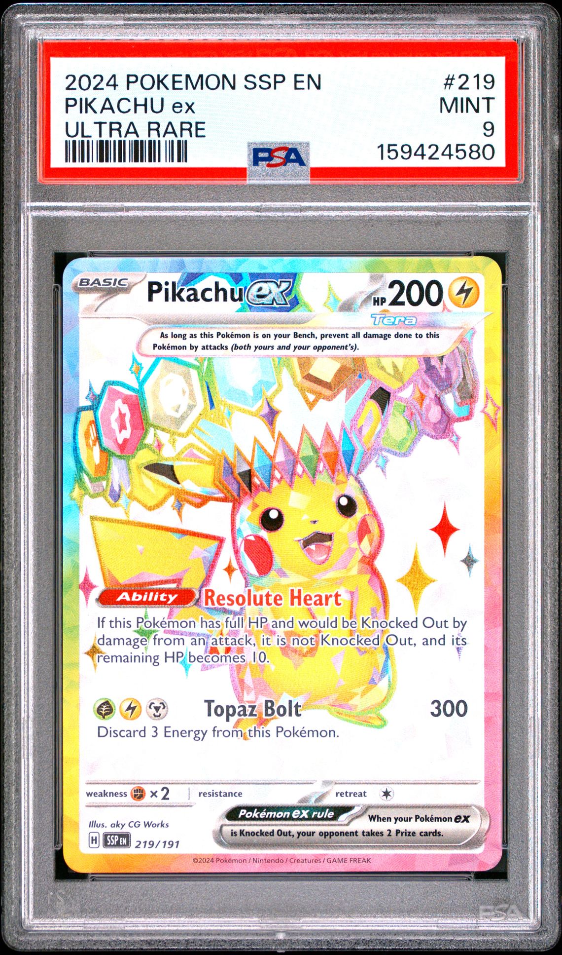 2024 Pokemon Ssp En-Surging Sparks Pikachu Ex #219 (Ultra Rare) Mint 9 front
