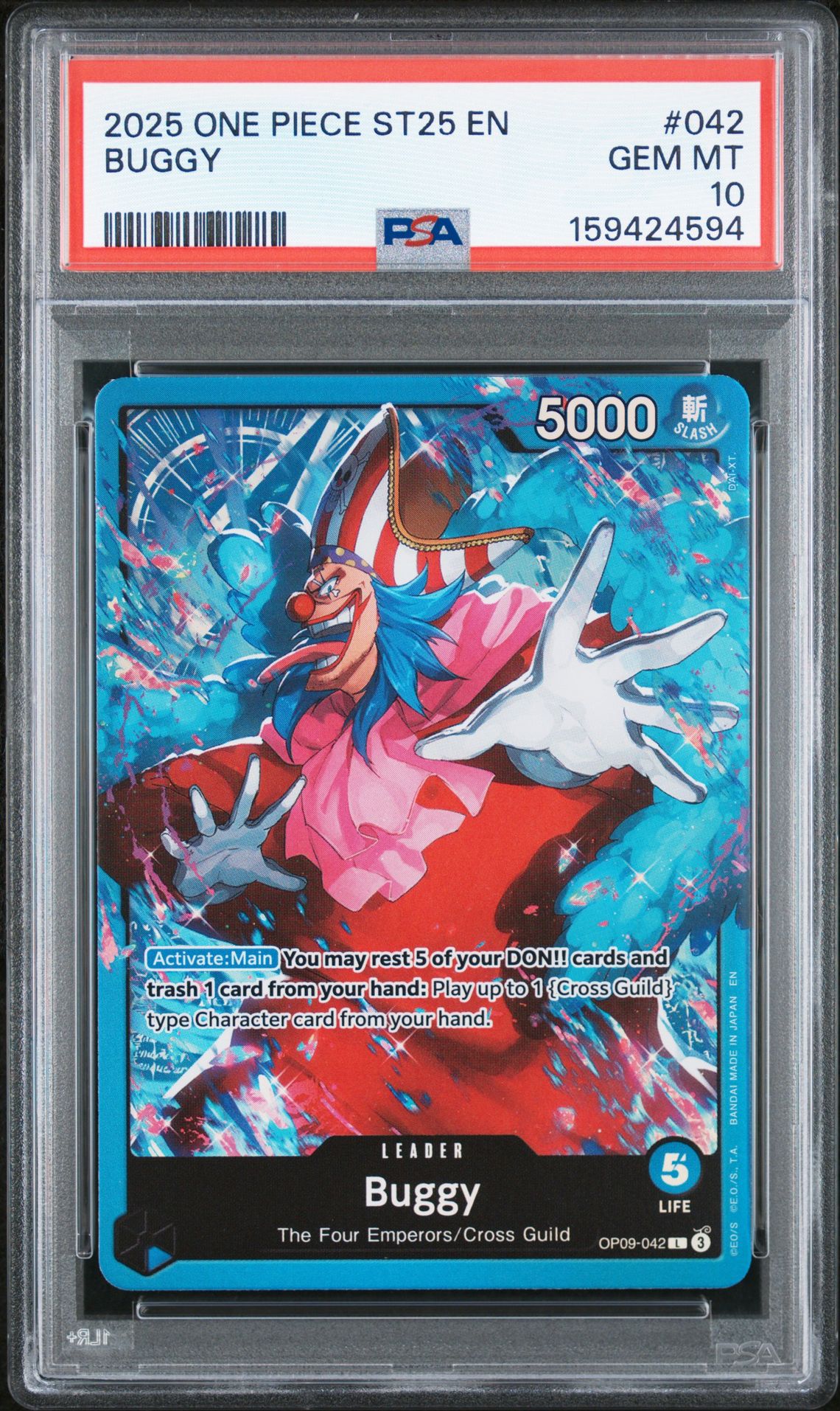 2025 One Piece Starter Deck St25-Blue Buggy Buggy #042 Gem Mt 10 front view - PSA graded GEM MT 10