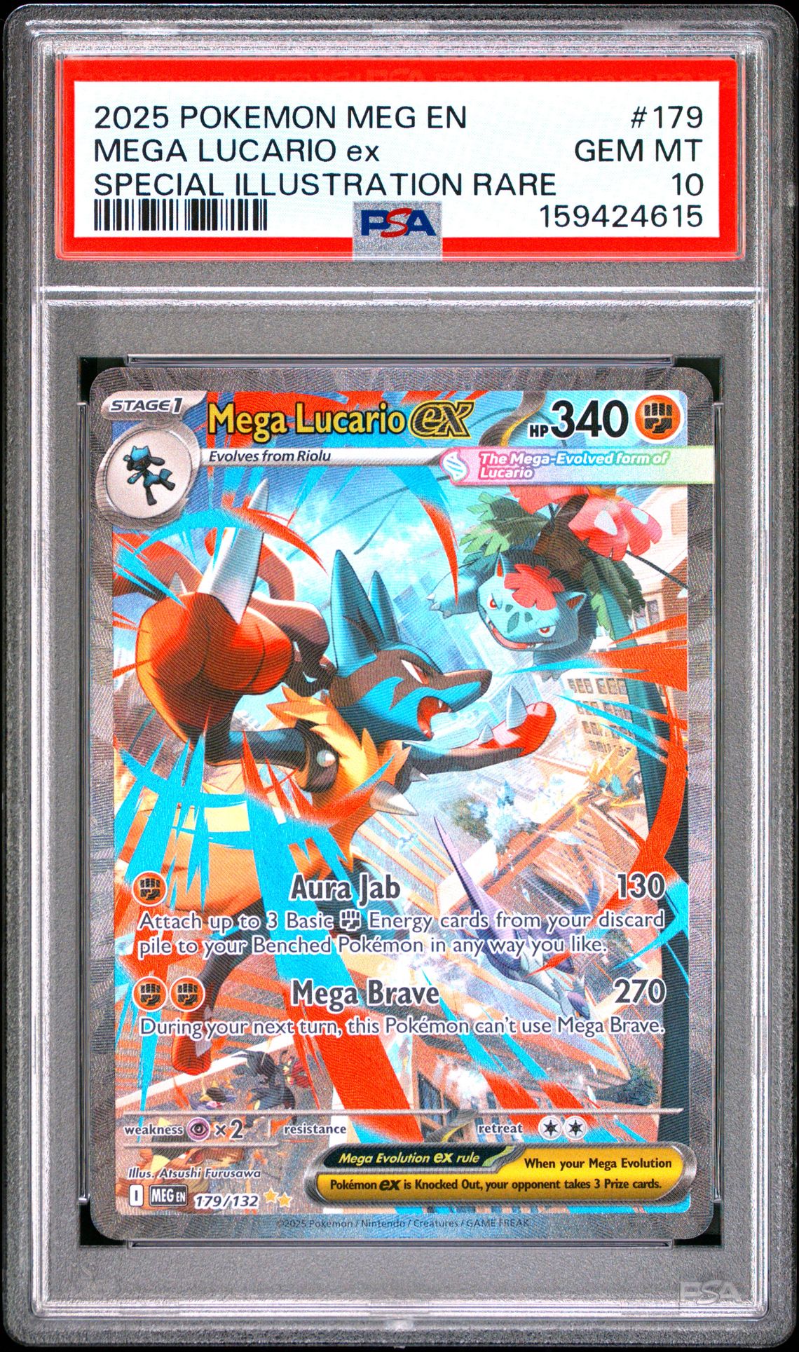 2025 Pokemon Meg En-Mega Evolution Mega Lucario Ex #179 (Special Illustration Rare) Gem Mt 10 front