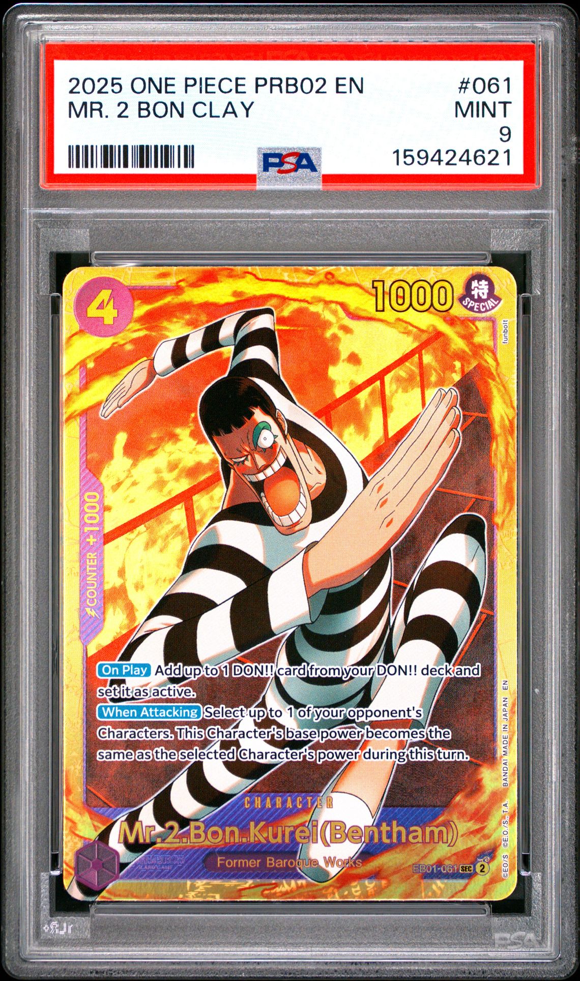 2025 One Piece Prb02-Premium Booster -One Piece Card The Best- Vol.2 Mr. 2 Bon Clay #061 Mint 9 front