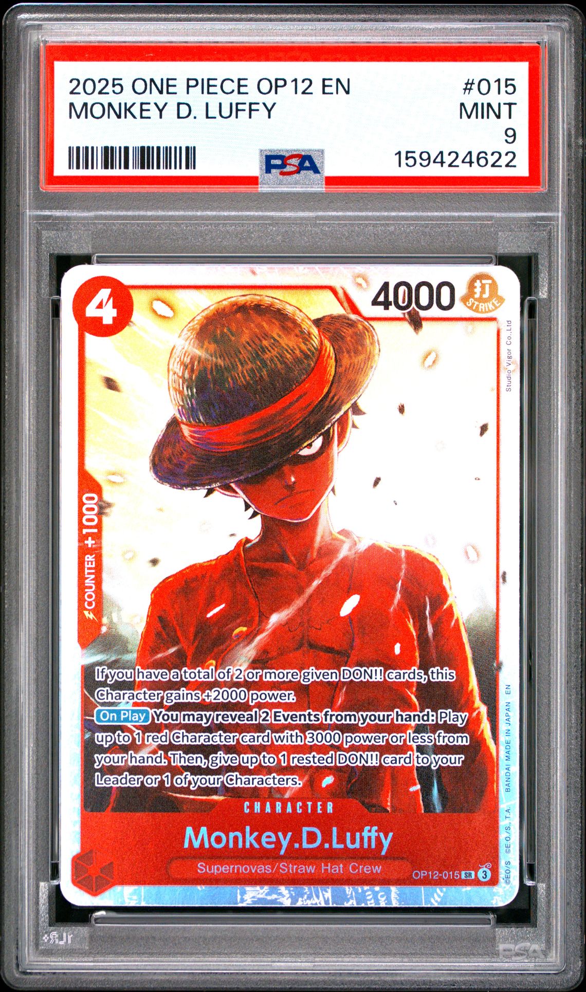 2025 One Piece Op12-Legacy Of The Master Monkey D. Luffy #015 Mint 9 front