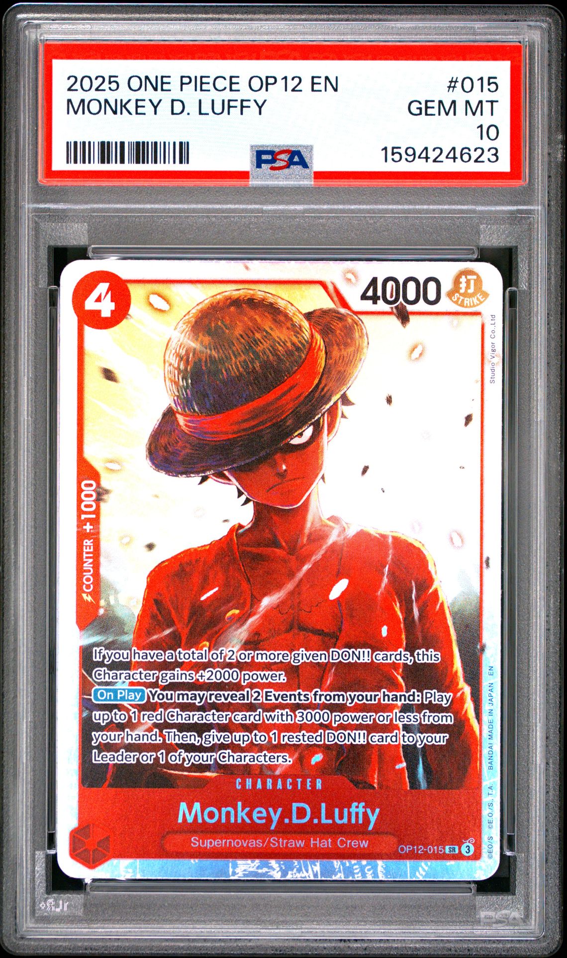 2025 One Piece Op12-Legacy Of The Master Monkey D. Luffy #015 Gem Mt 10 front