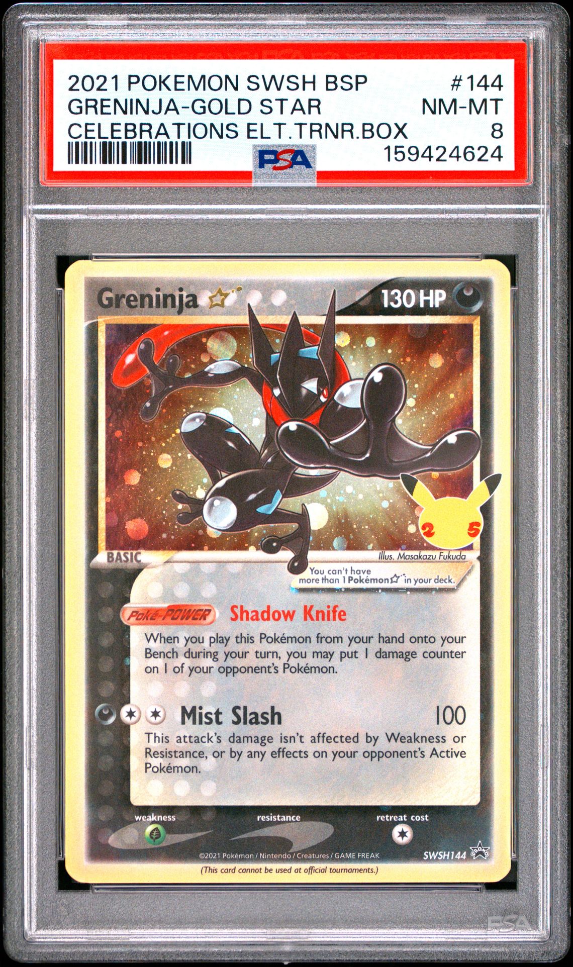2021 Pokemon Swsh Black Star Promo Greninja-Gold Star #144 (Celebrations Elt.trnr.box) Nm-Mt 8 front