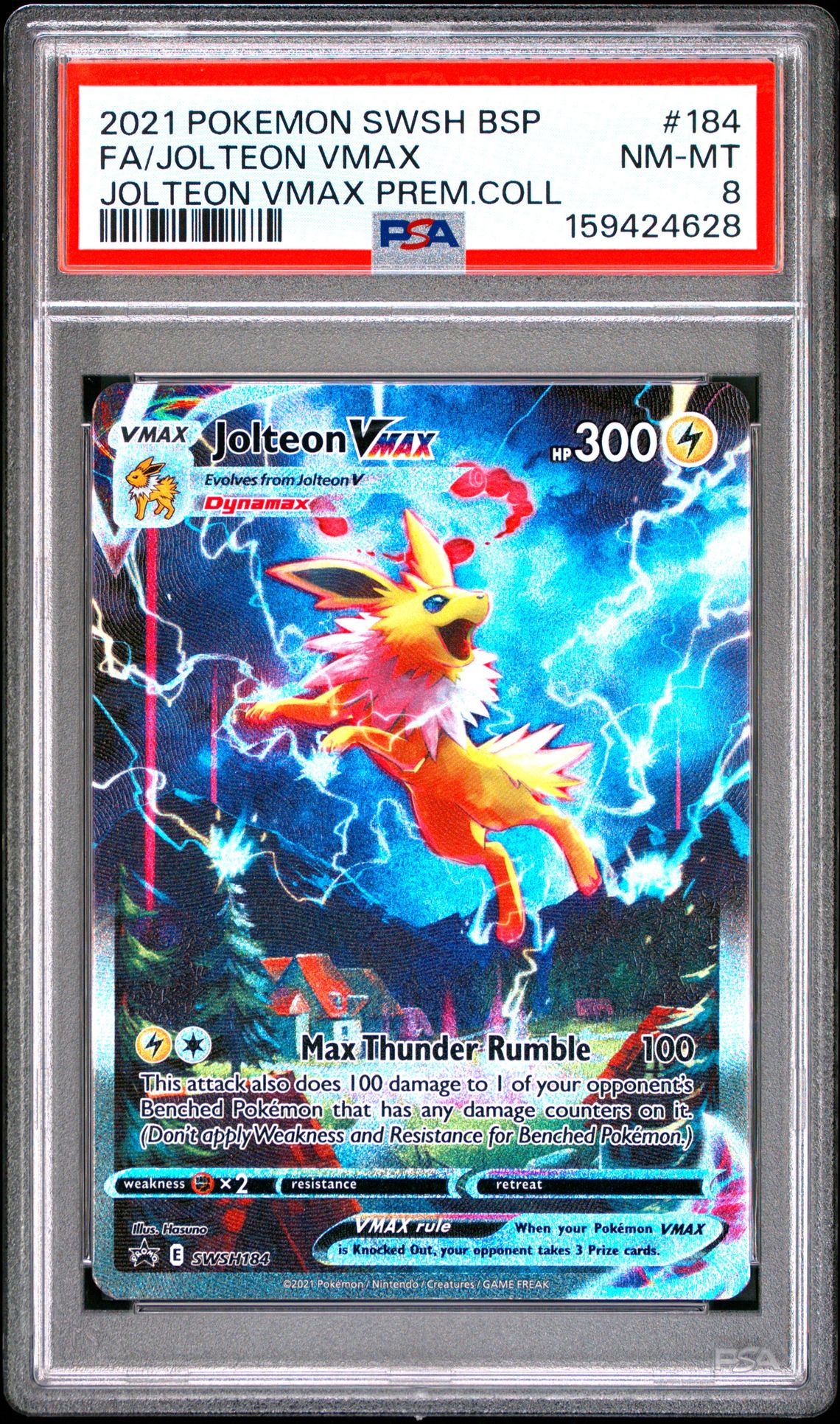 2021 Pokemon Swsh Black Star Promo Fa/Jolteon Vmax #184 (Jolteon Vmax Prem.coll) Nm-Mt 8 front