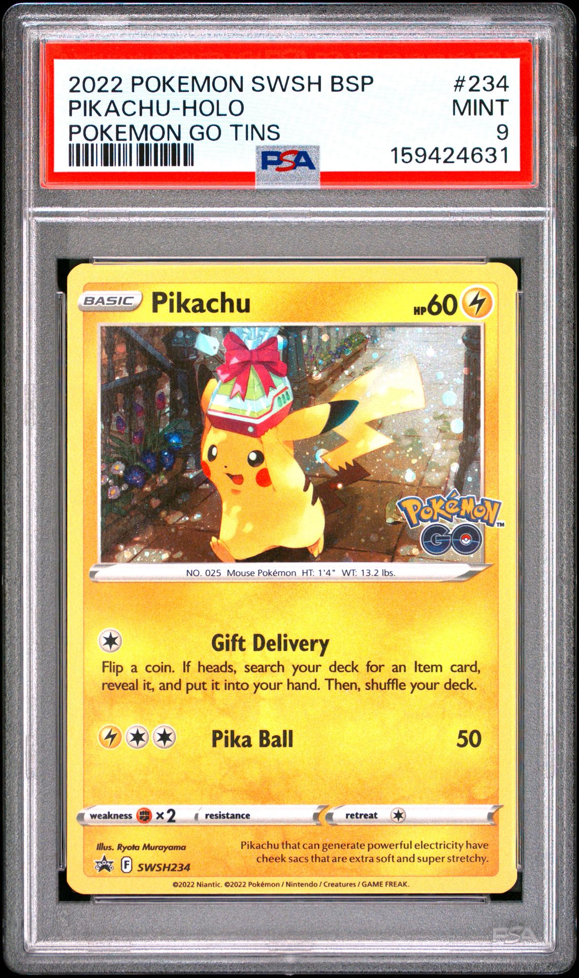 2022 Pokemon Swsh Black Star Promo Pikachu-Holo #234 (Pokemon Go Tins) Mint 9 front