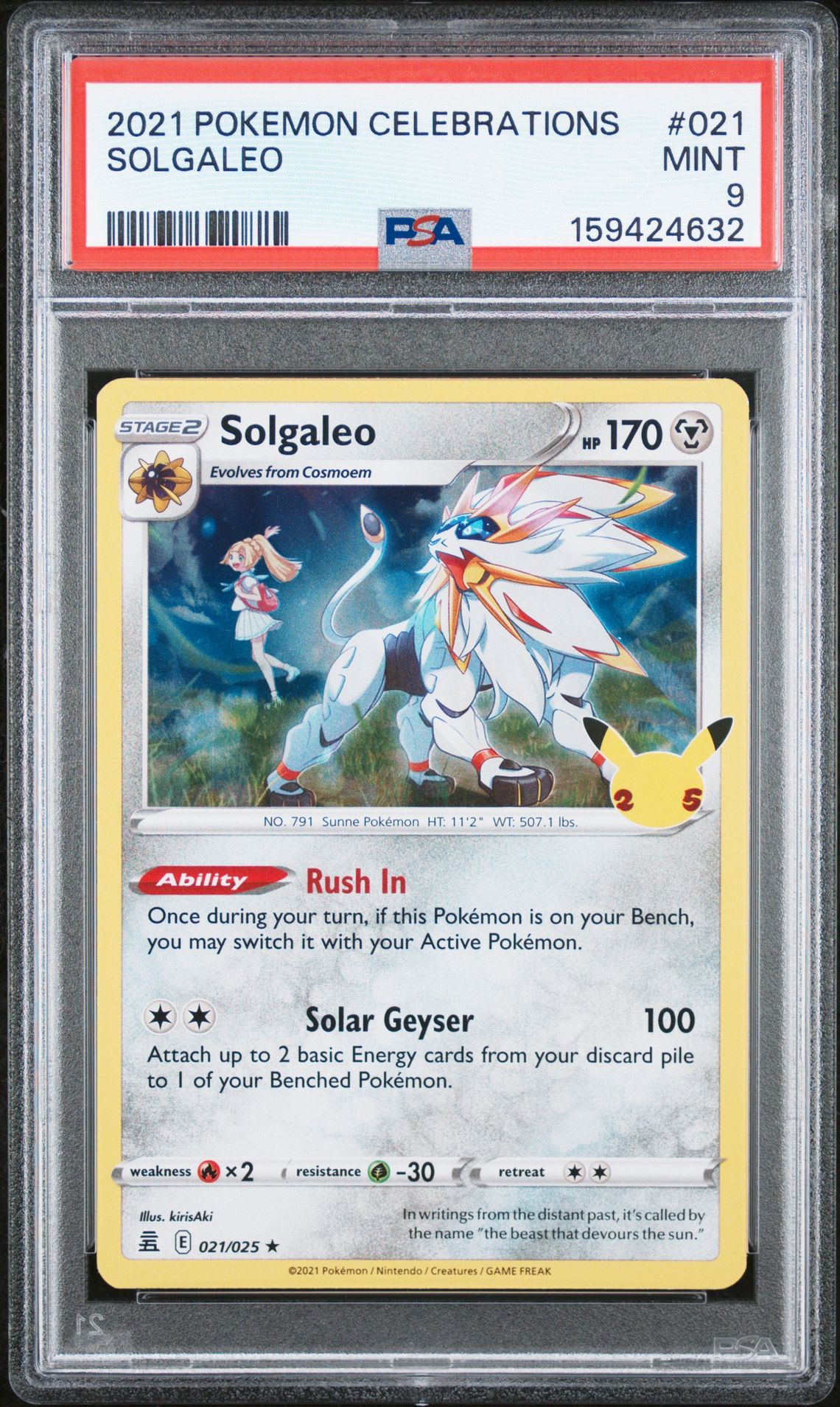 2021 Pokemon Celebrations Solgaleo #021 Mint 9 front