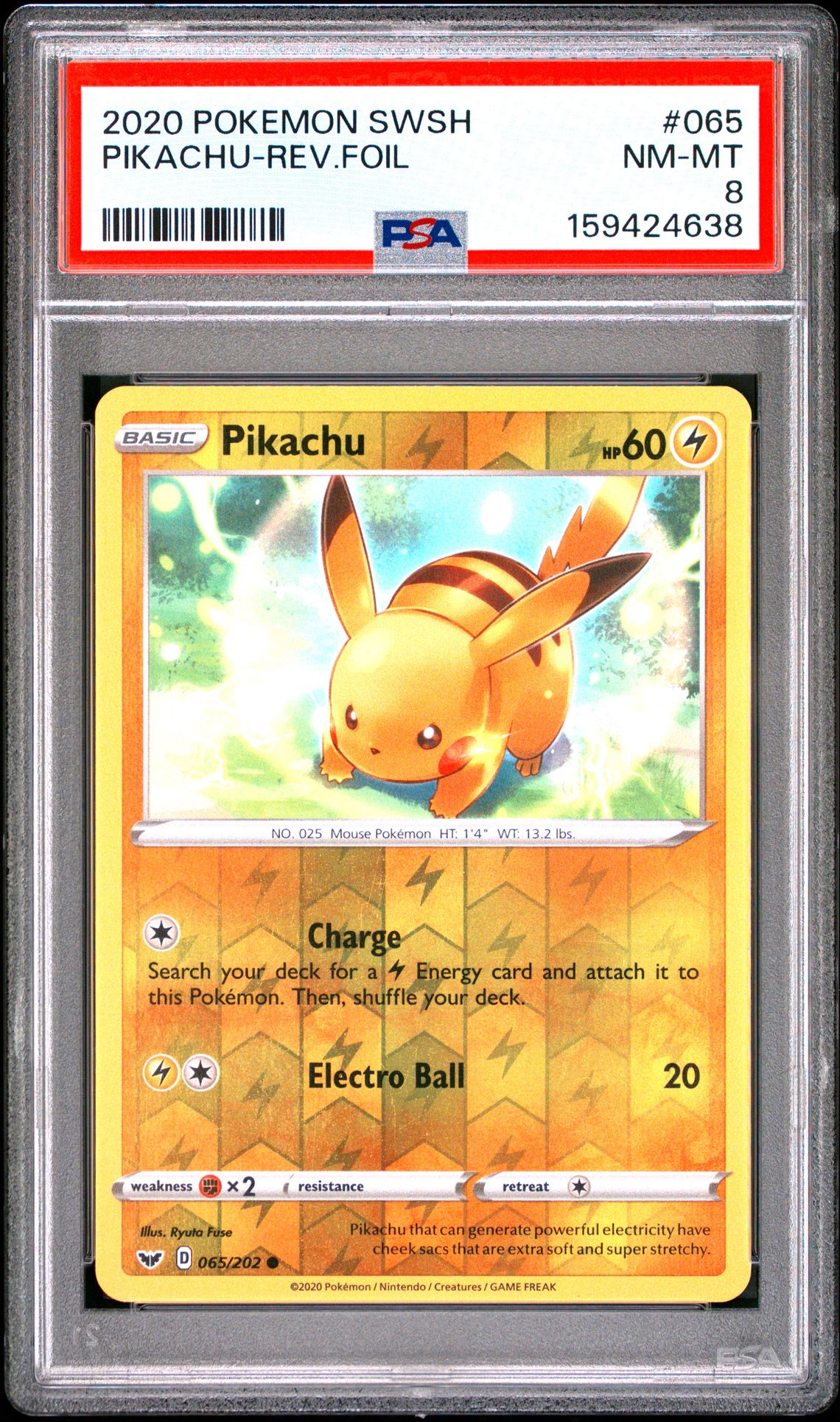 2020 Pokemon Sword & Shield Pikachu-Rev.foil #065 Nm-Mt 8 front