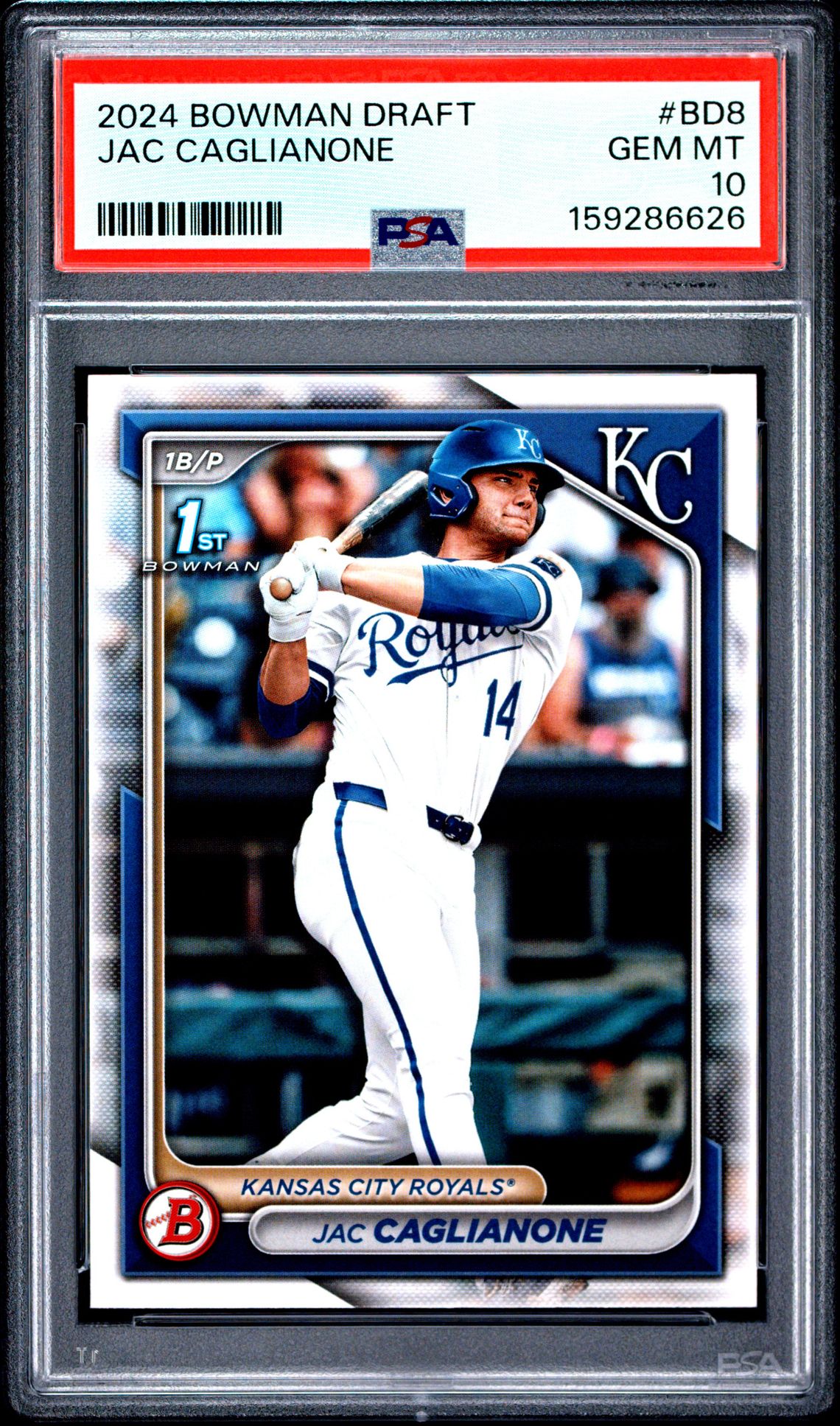 2024 BOWMAN DRAFT JAC CAGLIANONE  BD8 GEM MT 10 front