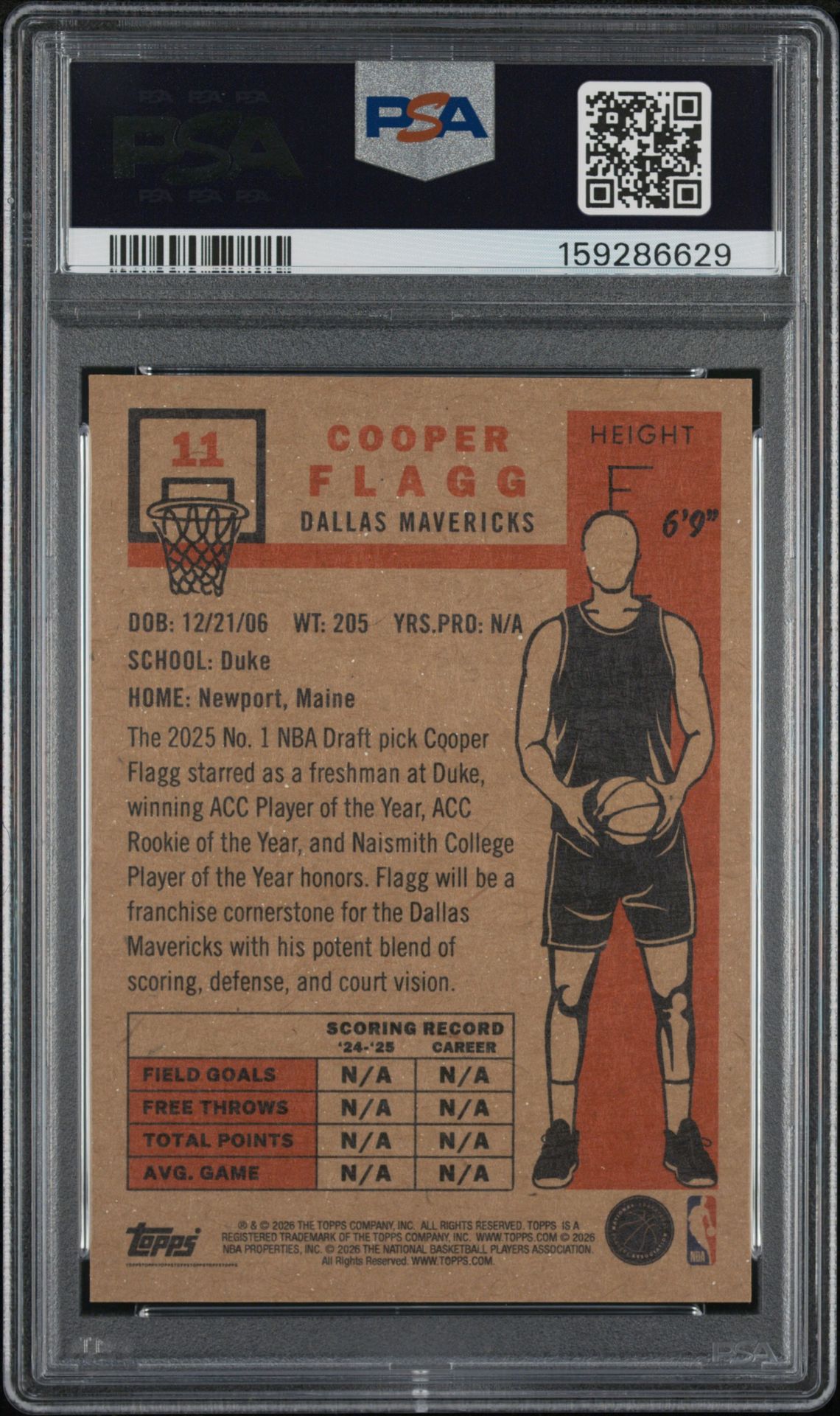 2026 Topps Living Cooper Flagg #11 Mint 9 back