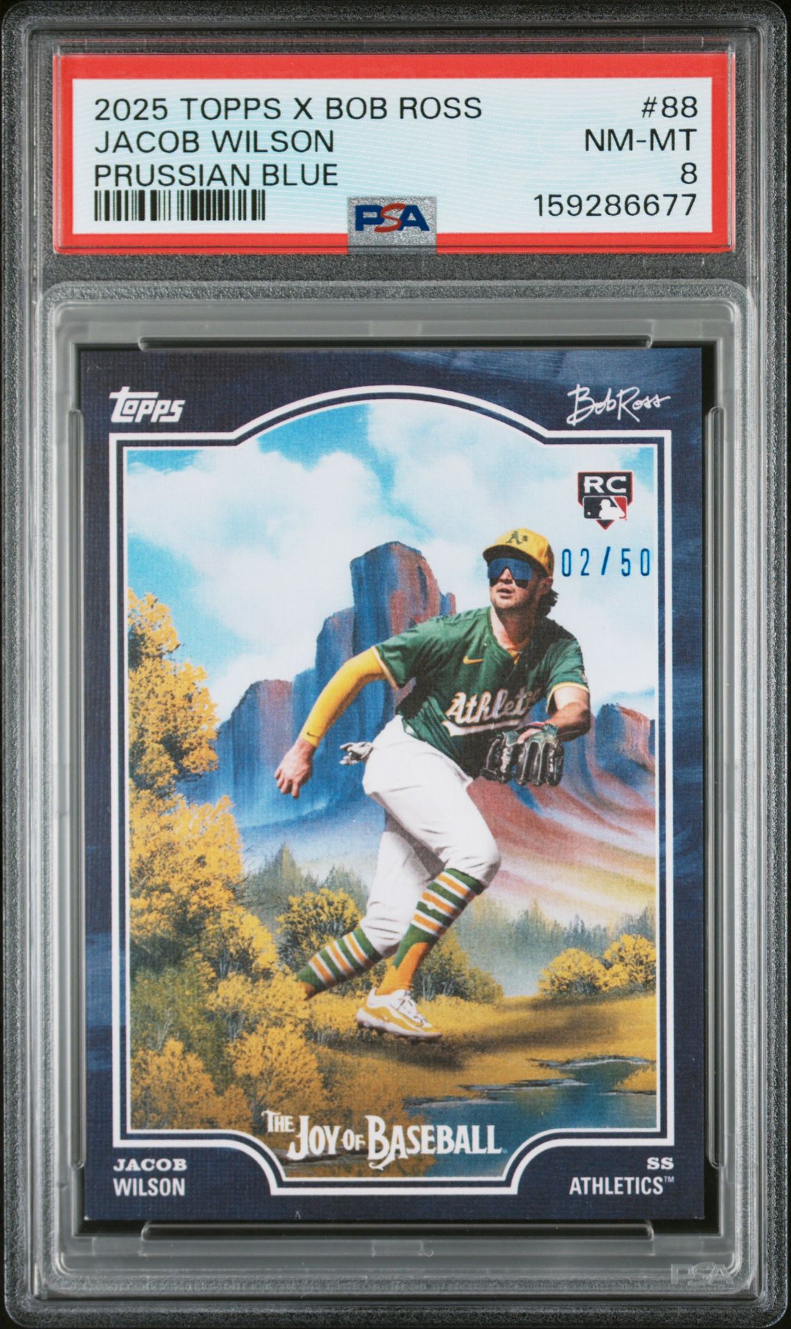 2025 Topps X Bob Ross The Joy Of Baseball Jacob Wilson #88 (Prussian Blue) Nm-Mt 8 front