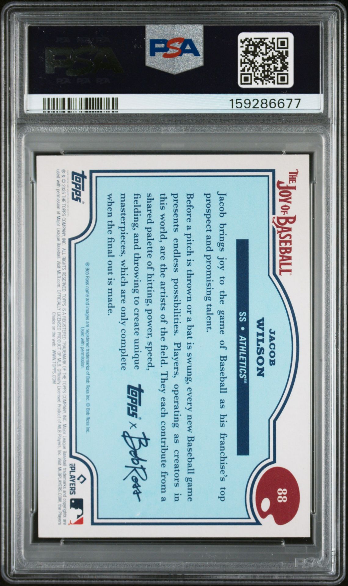 2025 Topps X Bob Ross The Joy Of Baseball Jacob Wilson #88 (Prussian Blue) Nm-Mt 8 back