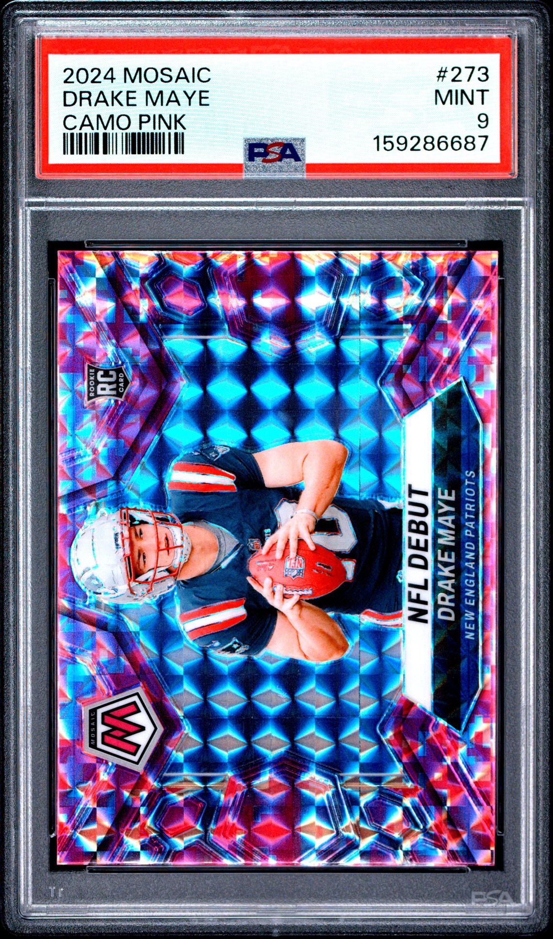 2024 Panini Mosaic Drake Maye #273 (Camo Pink) Mint 9 front