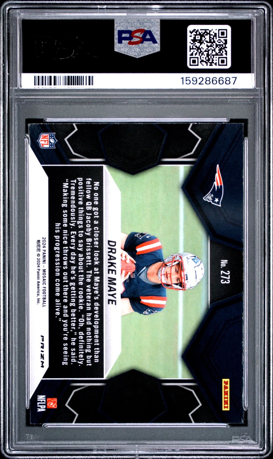 2024 Panini Mosaic Drake Maye #273 (Camo Pink) Mint 9 back