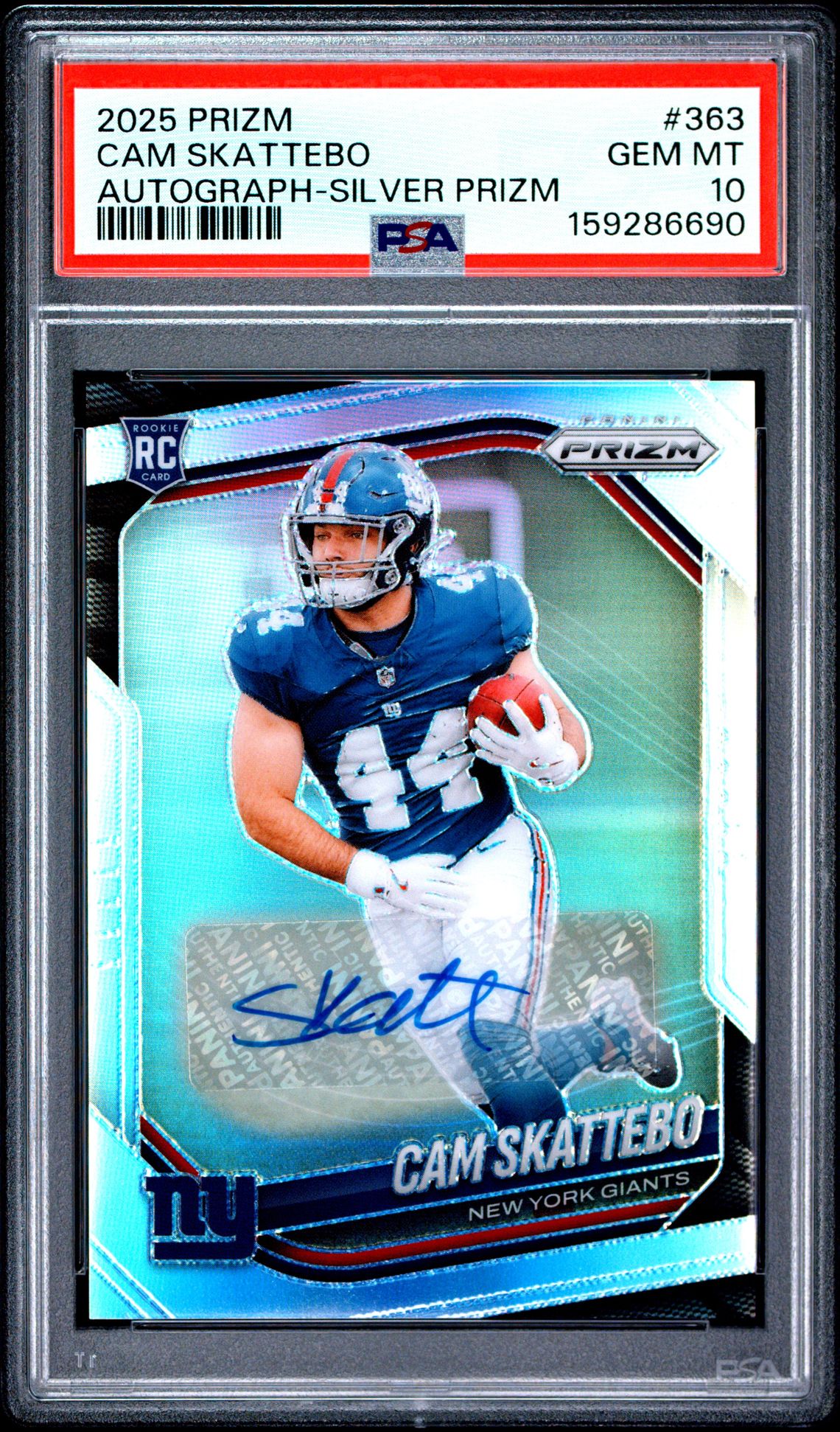 2025 Panini Prizm Cam Skattebo #363 (Autograph-Silver Prizm) Gem Mt 10 front