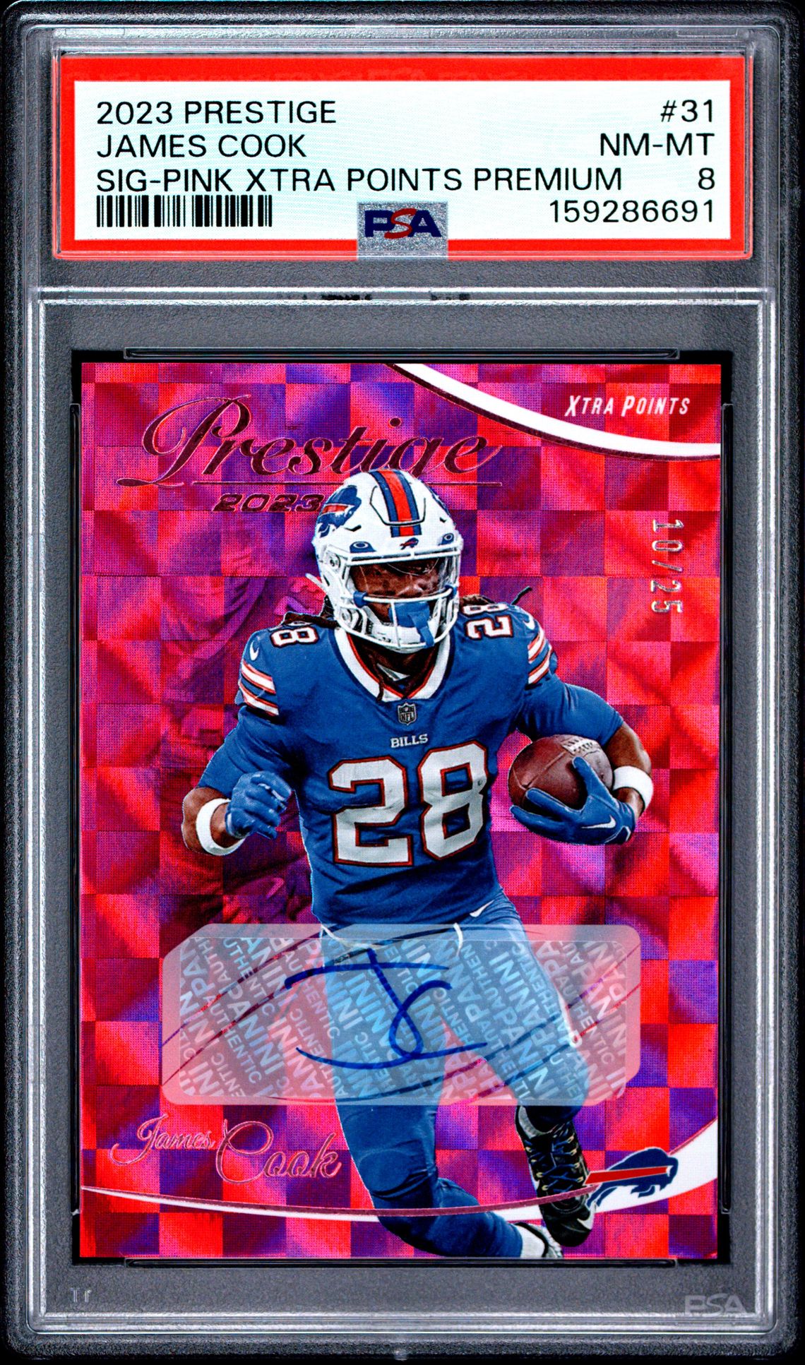 2023 Panini Prestige James Cook #31 (Sig-Pink Xtra Points Premium) Nm-Mt 8 front