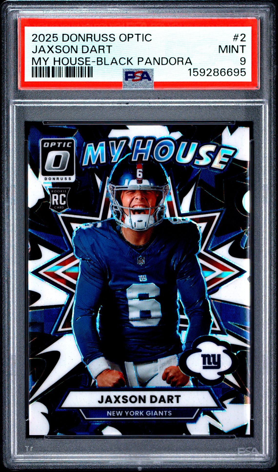 2025 Panini Donruss Optic My House Jaxson Dart #2 (My House-Black Pandora) Mint 9 front