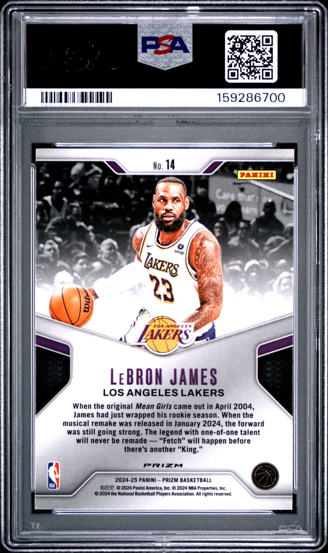 2024 Panini Prizm Dominance Lebron James #14 (Dominance-Silver Prizm) Mint 9 back