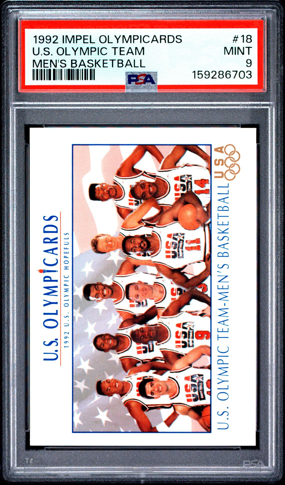 1992 Impel Olympicards U.s. Olympic Team #18 (Men's Basketball) Mint 9 front
