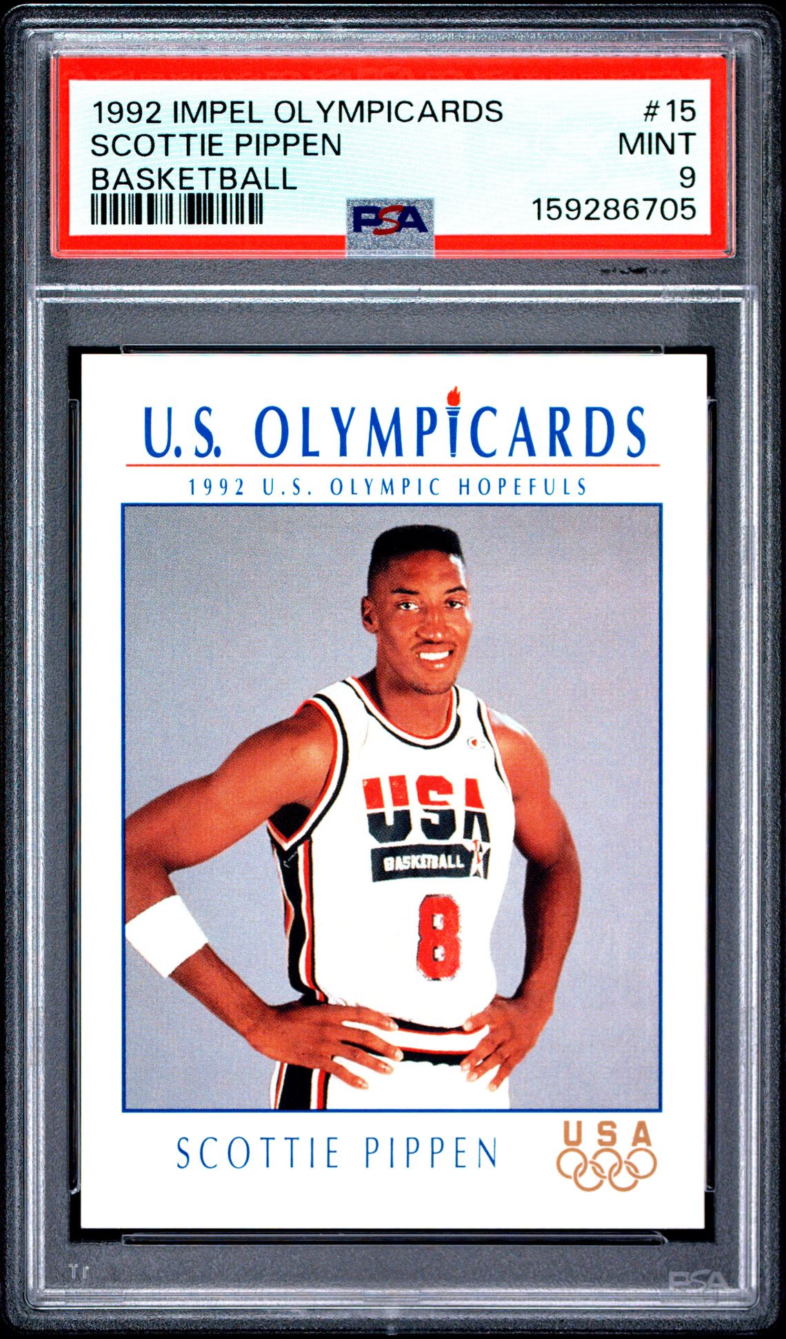 1992 Impel Olympicards Scottie Pippen #15 (Basketball) Mint 9 front