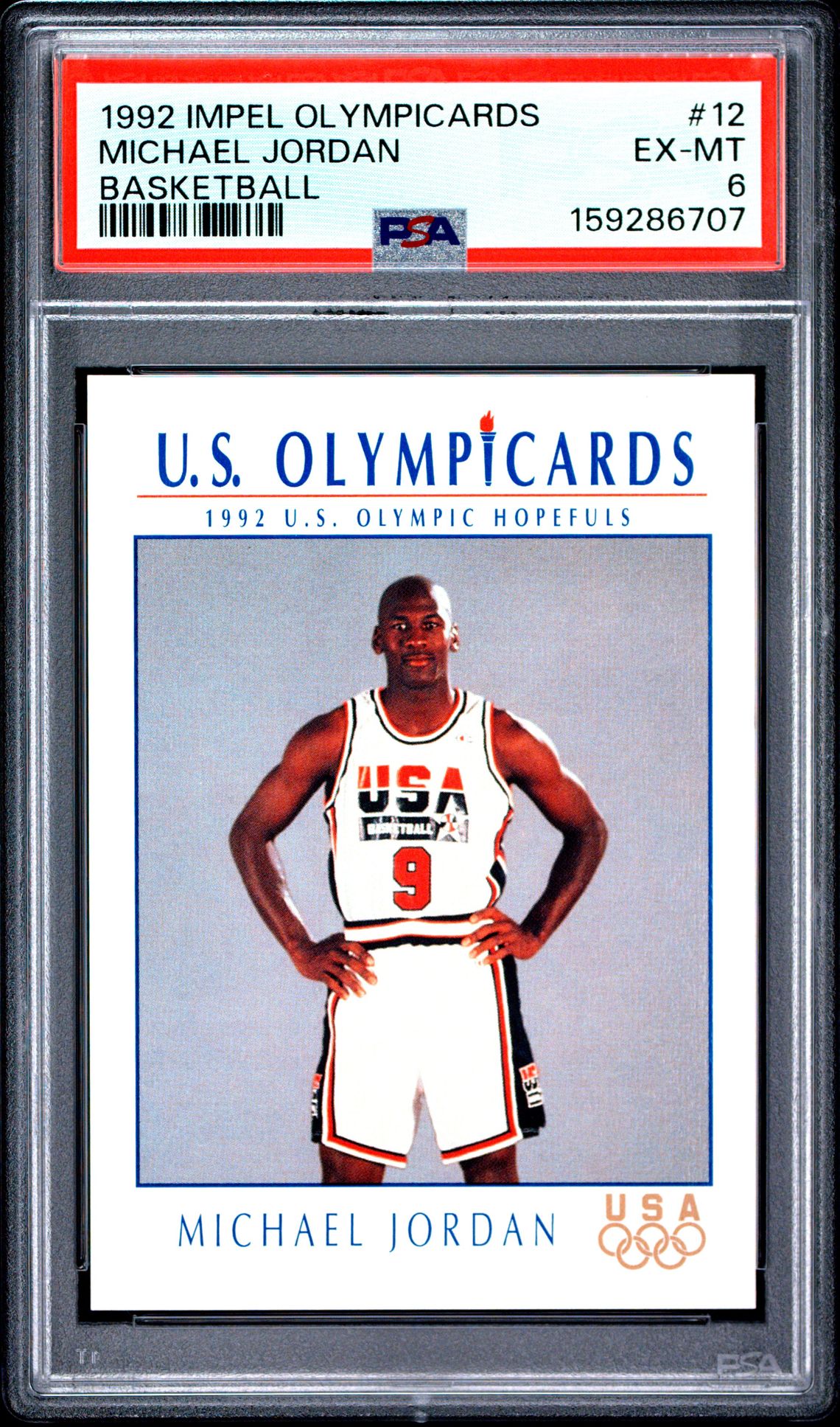 1992 Impel Olympicards Michael Jordan #12 (Basketball) Ex-Mt 6 front