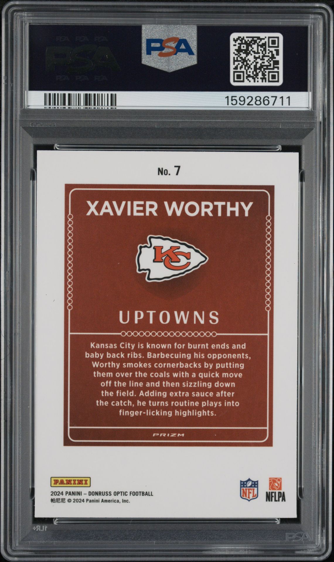 2024 Panini Donruss Optic Uptowns Xavier Worthy #7 Mint 9 back