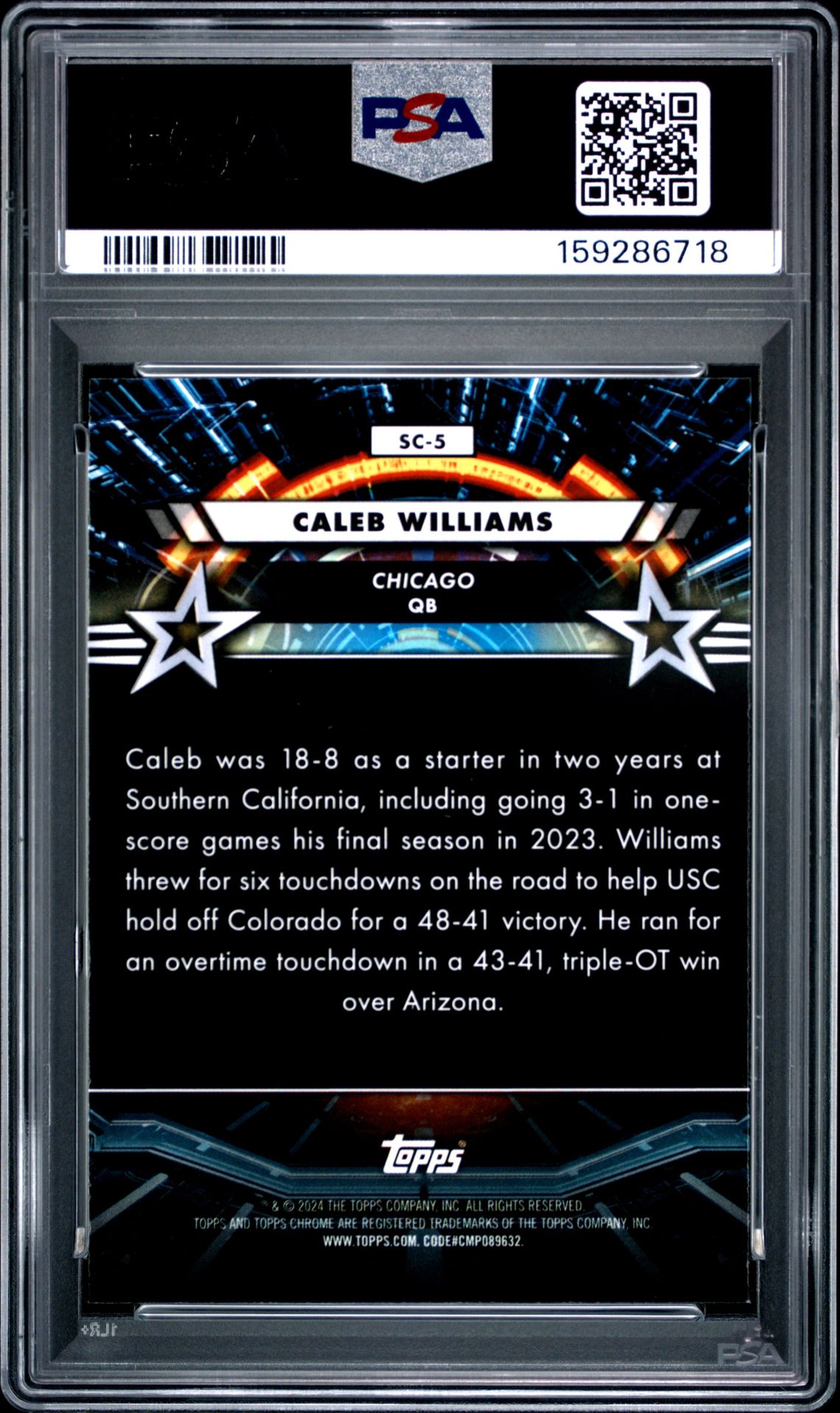 2024 Topps Cosmic Chrome Star Command Caleb Williams #Sc5 Mint 9 back