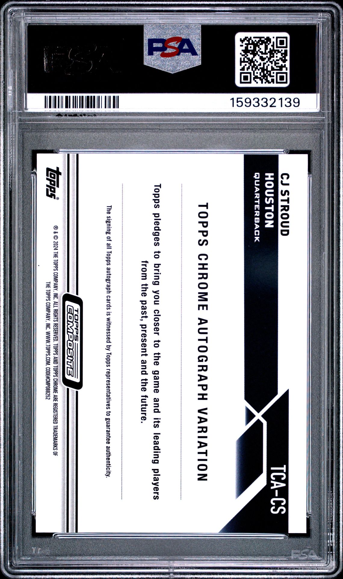 2023 Topps Composite Topps Chrome Autographs Cj Stroud #Tcacs (Chrome Auto-Prp Spckl Ref) Mint 9 back