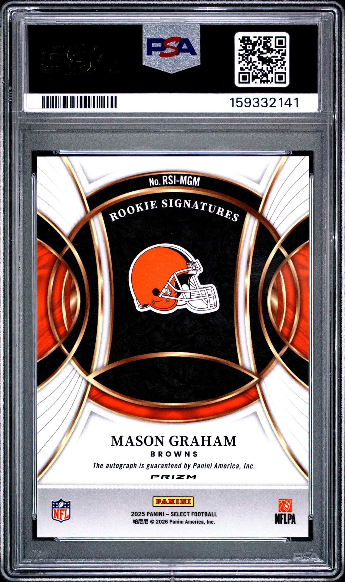 2025 Panini Select Rookie Signatures Mason Graham #Rsi-Mgm (Rookie Signatures-Prizm) Mint 9 back
