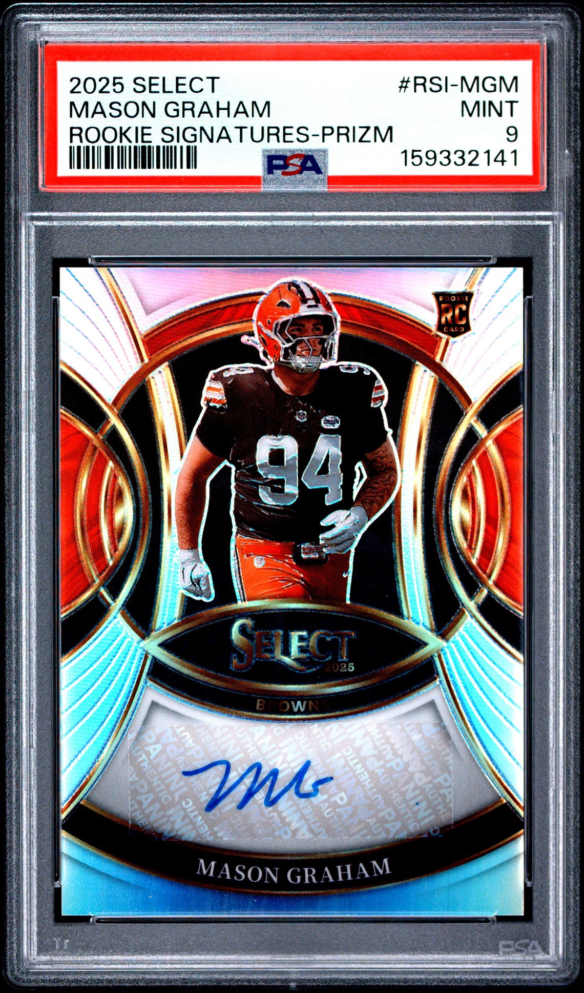 2025 Panini Select Rookie Signatures Mason Graham #Rsi-Mgm (Rookie Signatures-Prizm) Mint 9 front