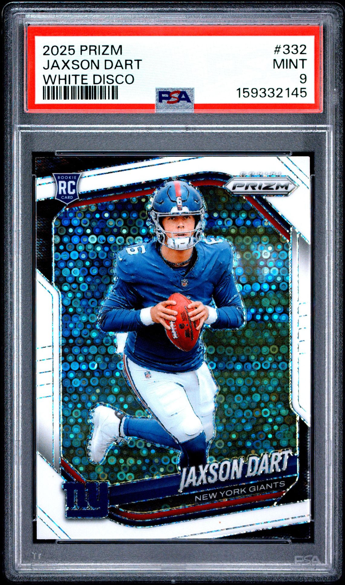 2025 Panini Prizm Jaxson Dart #332 (White Disco) Mint 9 front