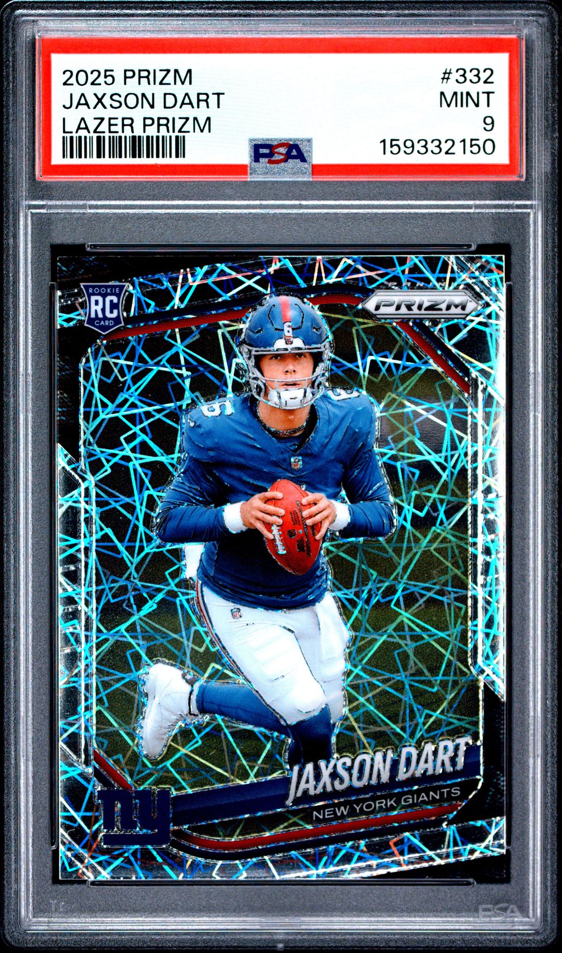 2025 Panini Prizm Jaxson Dart #332 (Lazer Prizm) Mint 9 front