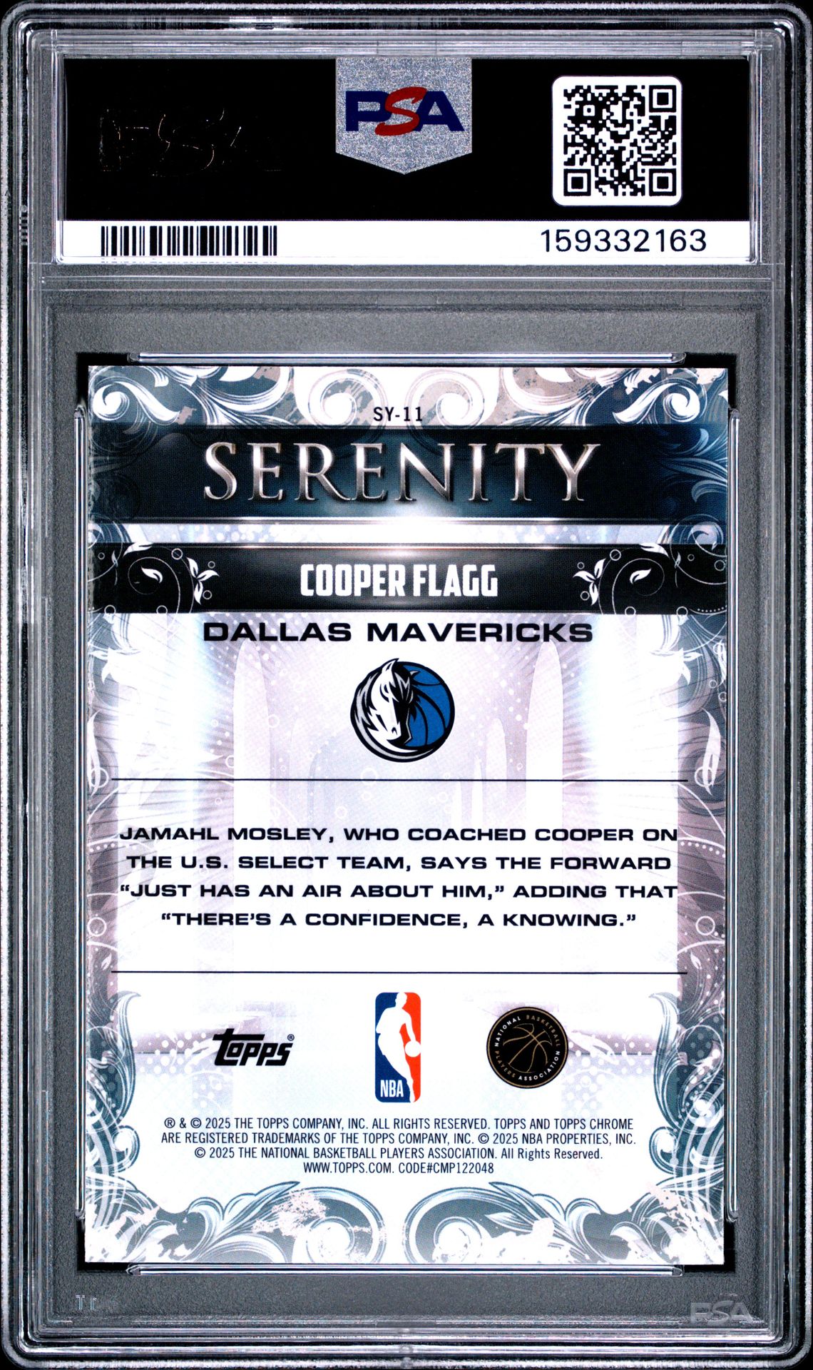 2025 Topps Chrome Serenity Cooper Flagg #Sy-11 Nm-Mt 8 back
