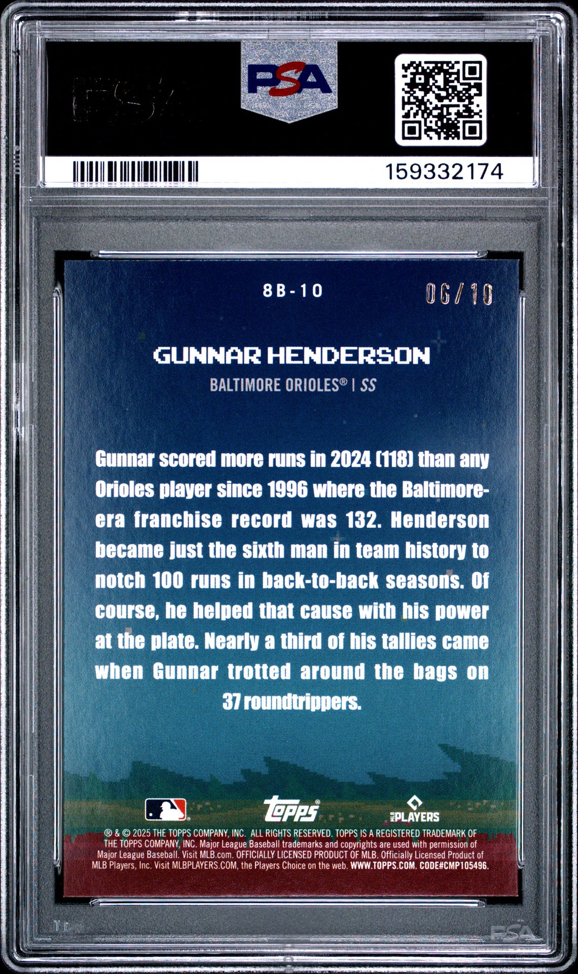 2025 Topps Mega Celebration Box 8-Bit Ballers Gunnar Henderson #8B10 (8-Bit Ballers-Black) Mint 9 back
