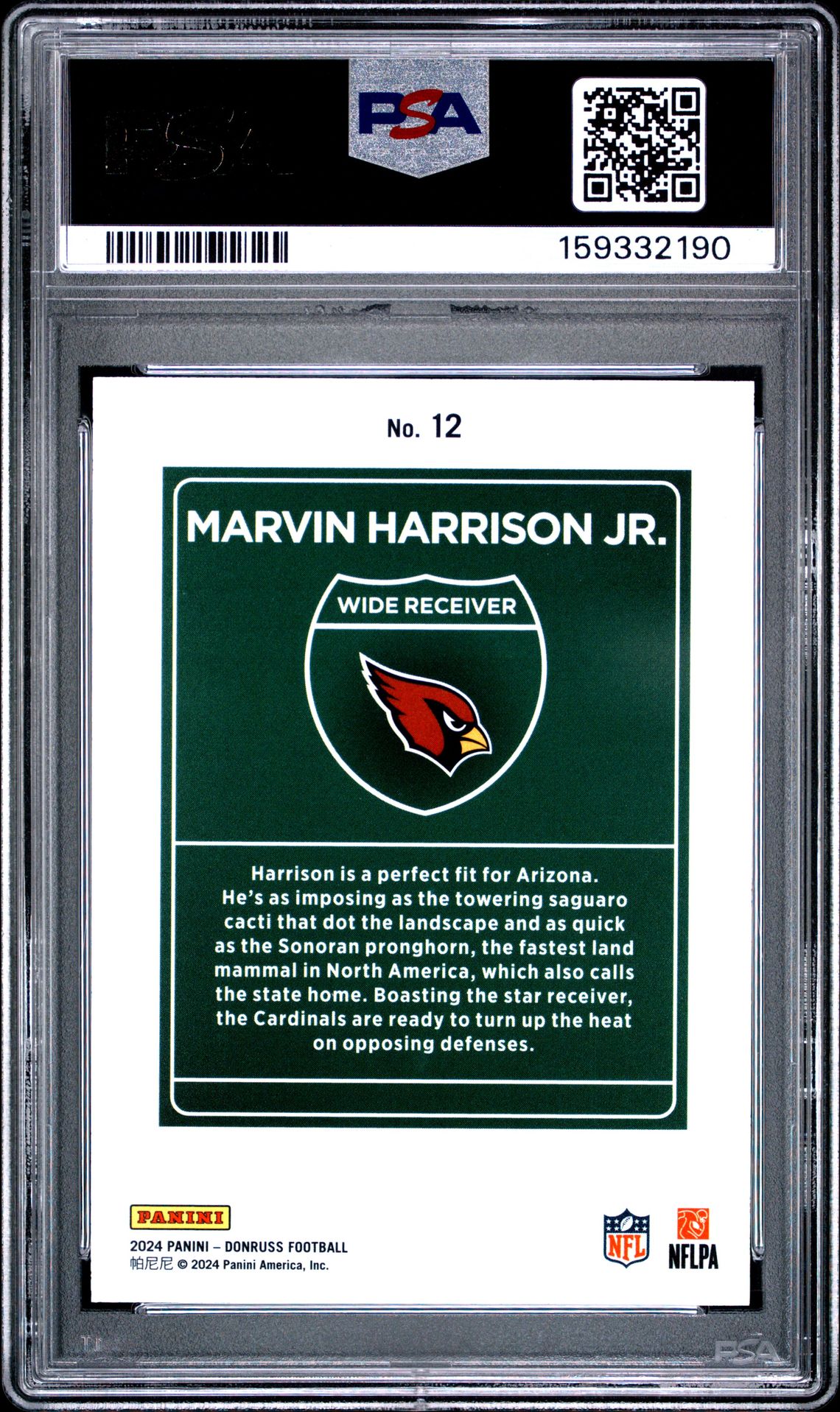 2024 Panini Donruss Downtown! Marvin Harrison Jr. #12 Mint 9 back