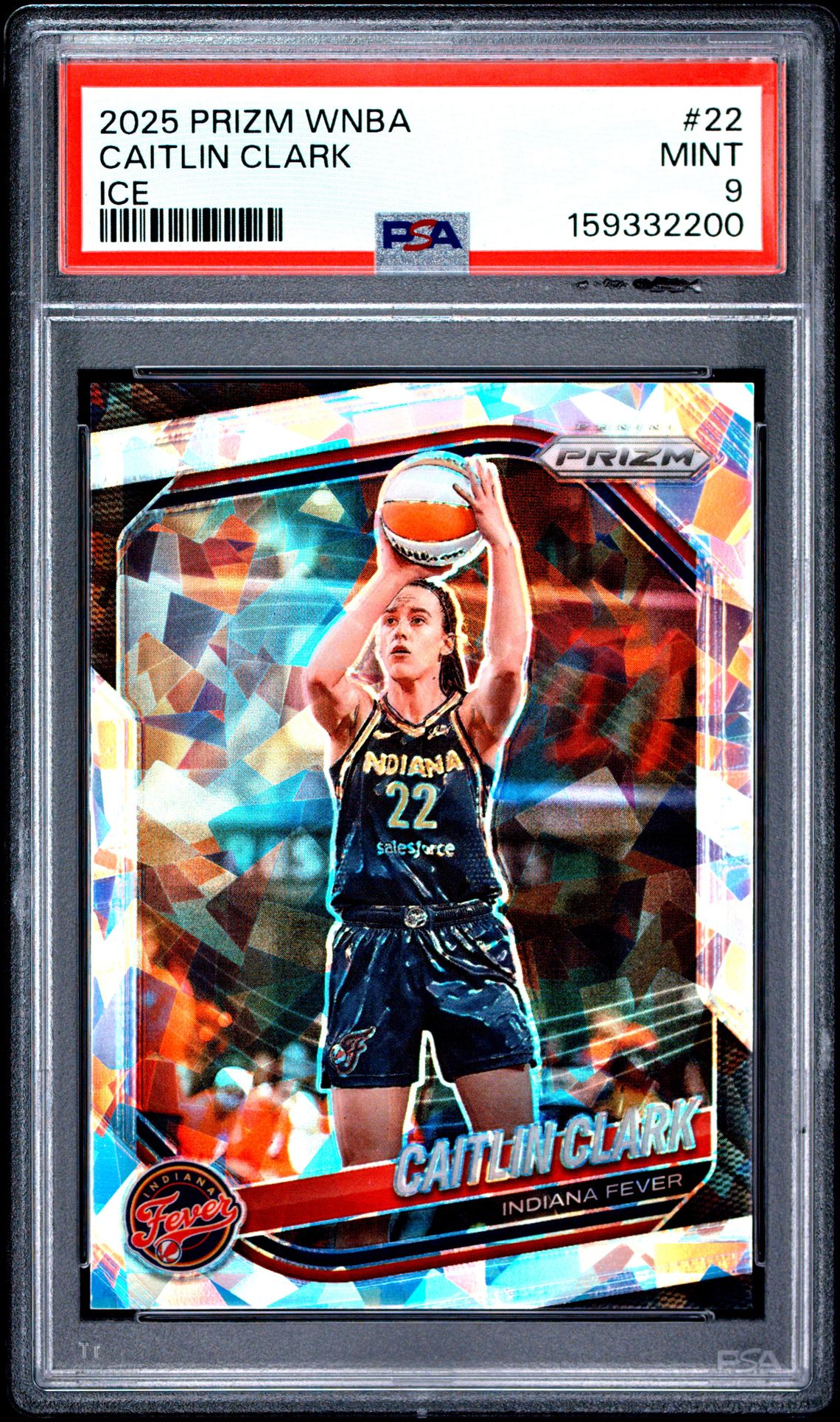 2025 Panini Prizm Wnba Caitlin Clark #22 (Ice) Mint 9 front