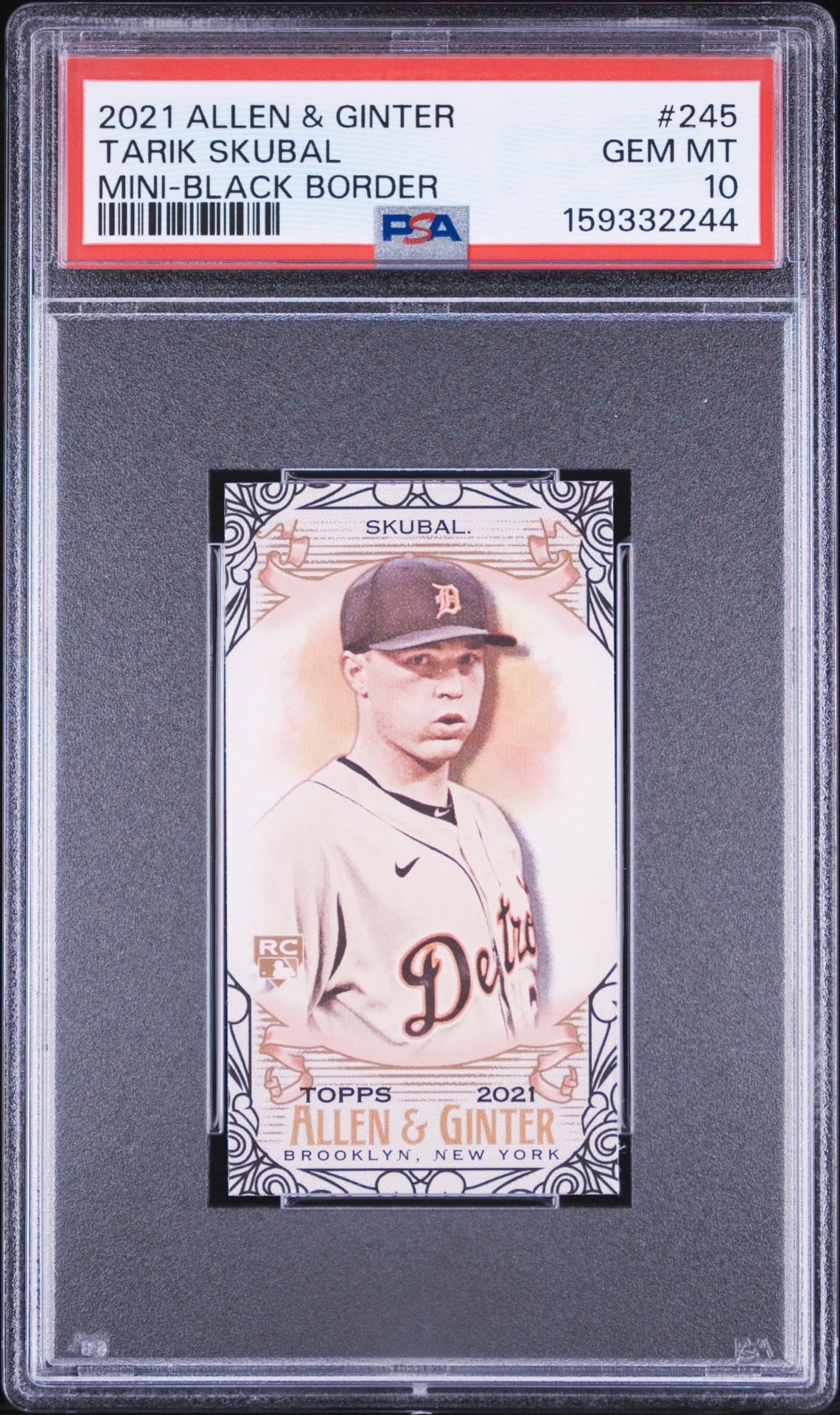 2021 Topps Allen & Ginter Tarik Skubal #245 (Mini-Black Border) Gem Mt 10 front